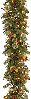 National Tree Company Pre-lit Artificial Christmas Garland Flocked with Mixed Decorations and White Lights Wintry Pine-9 f...