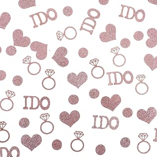 170 Pcs Wedding Confetti, Heart and Diamond Ring Shaped Confetti Bridal Shower Decorations I Do Engagement Party Table Scatter for Wedding or Engagement Decor(Rose Gold)