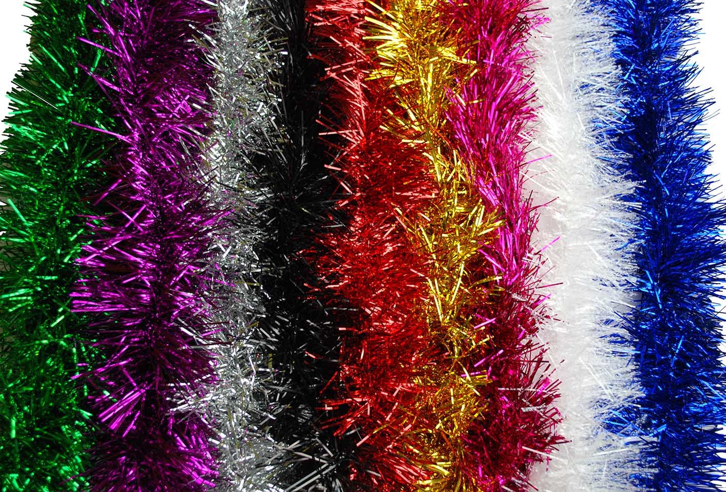 TINSEL - SHINY TINSEL FOR CHRISTMAS TREES AND DECORATION, 2M LONG, 11CM WIDE. AVAILABLE IN 9 COLOURS, RED, WHITE, BLUE, GOLD, SILVER, PINK, PURPLE, BLACK, GREEN (2M SILVER) by SUPGOD