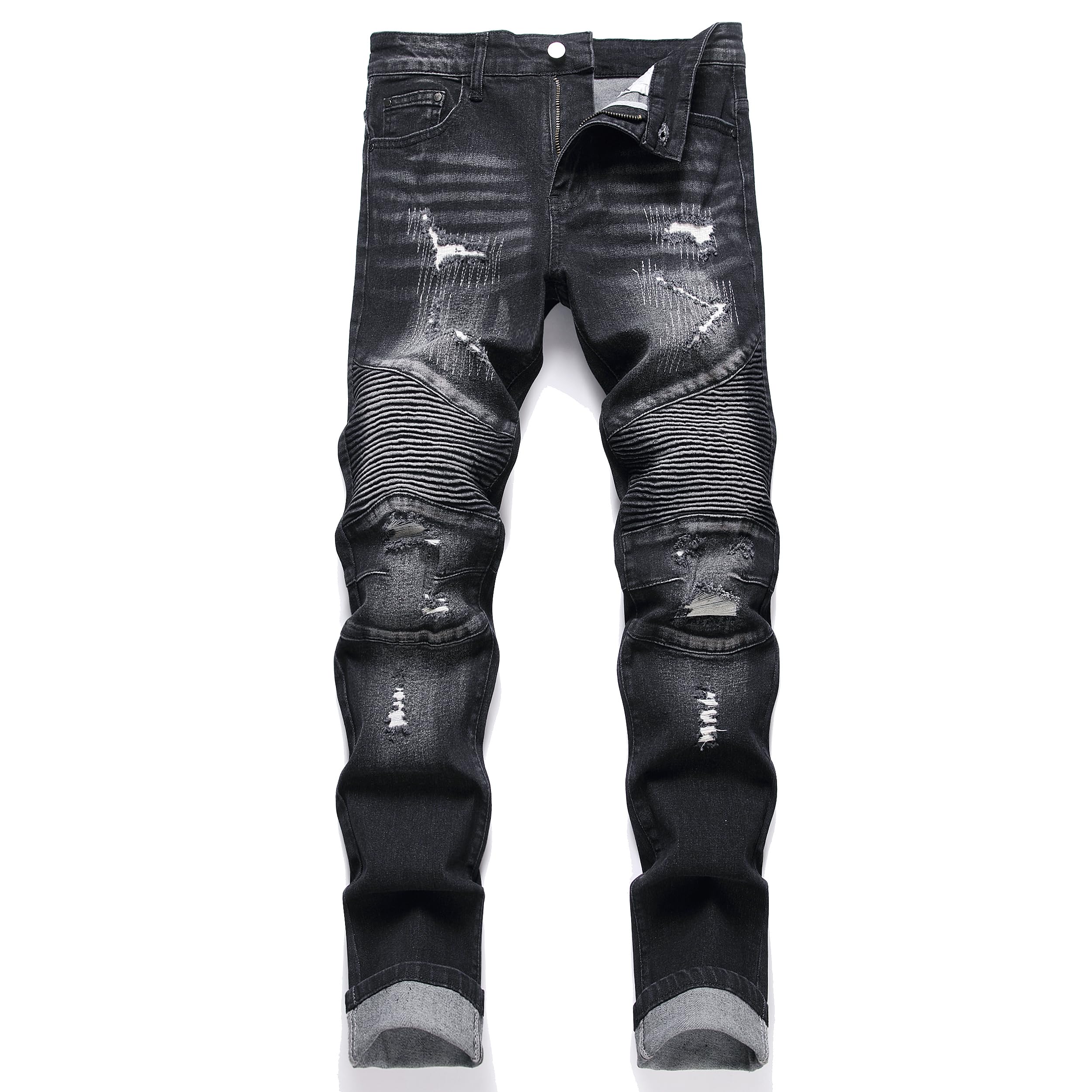 QIMYUM Men's Slim Fit Jeans Ripped Skinny Jeans for Men