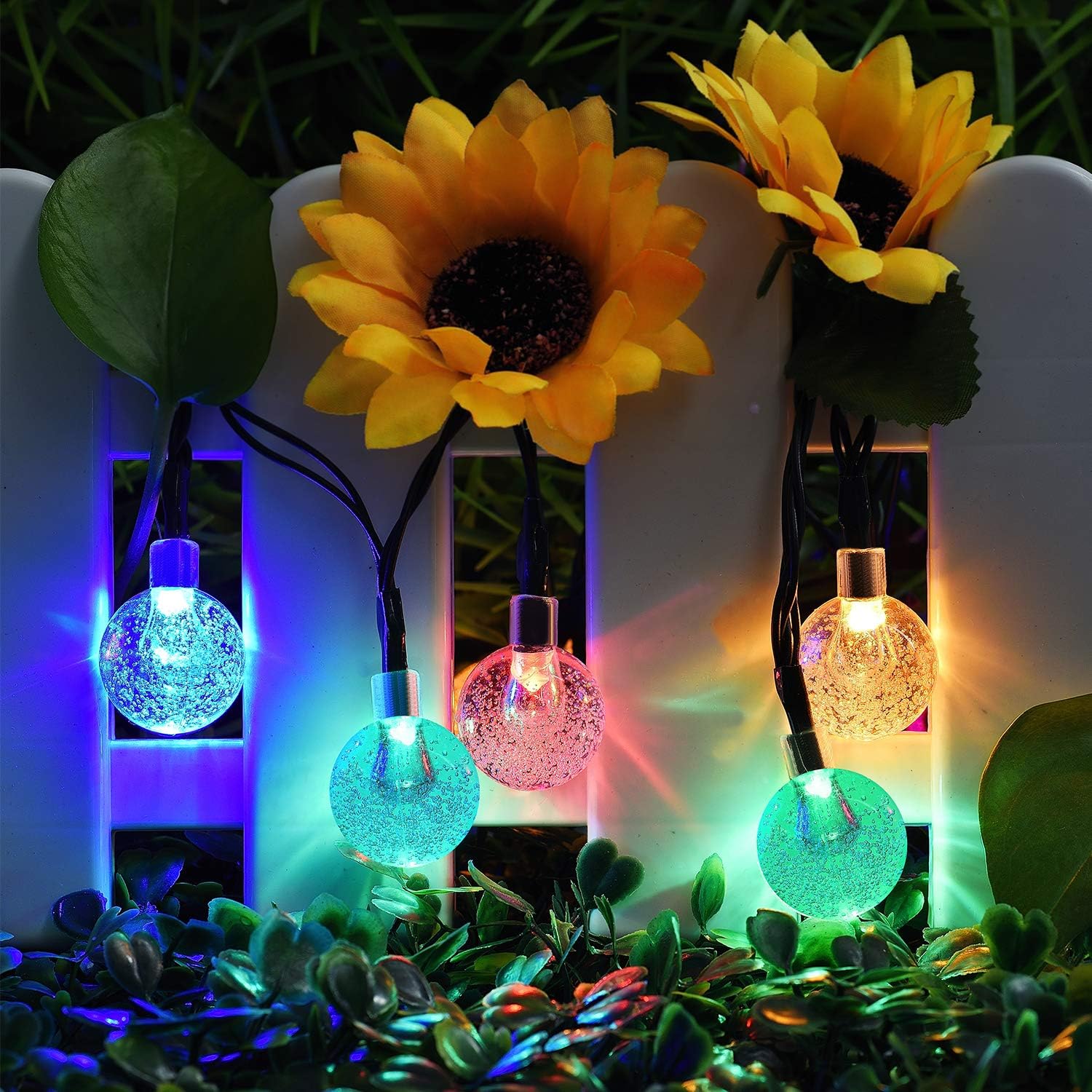 Multi-Color Solar Globe Lights Outdoor,20FT 30 LED Waterproof Fairy String Lights Hanging for Indoor/Outdoor Commercial Decor Ambiance Lighting for Garden Backyard Wedding Holiday Party(8 Modes)
