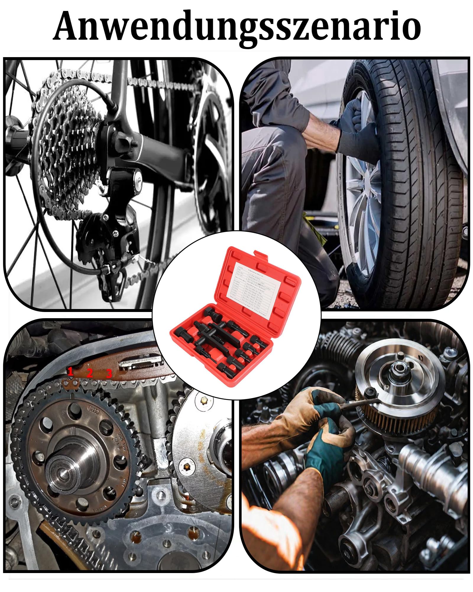 Set Estrattore Cuscinetti Interni 10 Pezzi: 8-25 mm Attrezzo Estrattore Cuscinetti Ruota Strumento di smontaggio del Cuscinetto Interno con Scatola per Cambio Auto Camion Moto