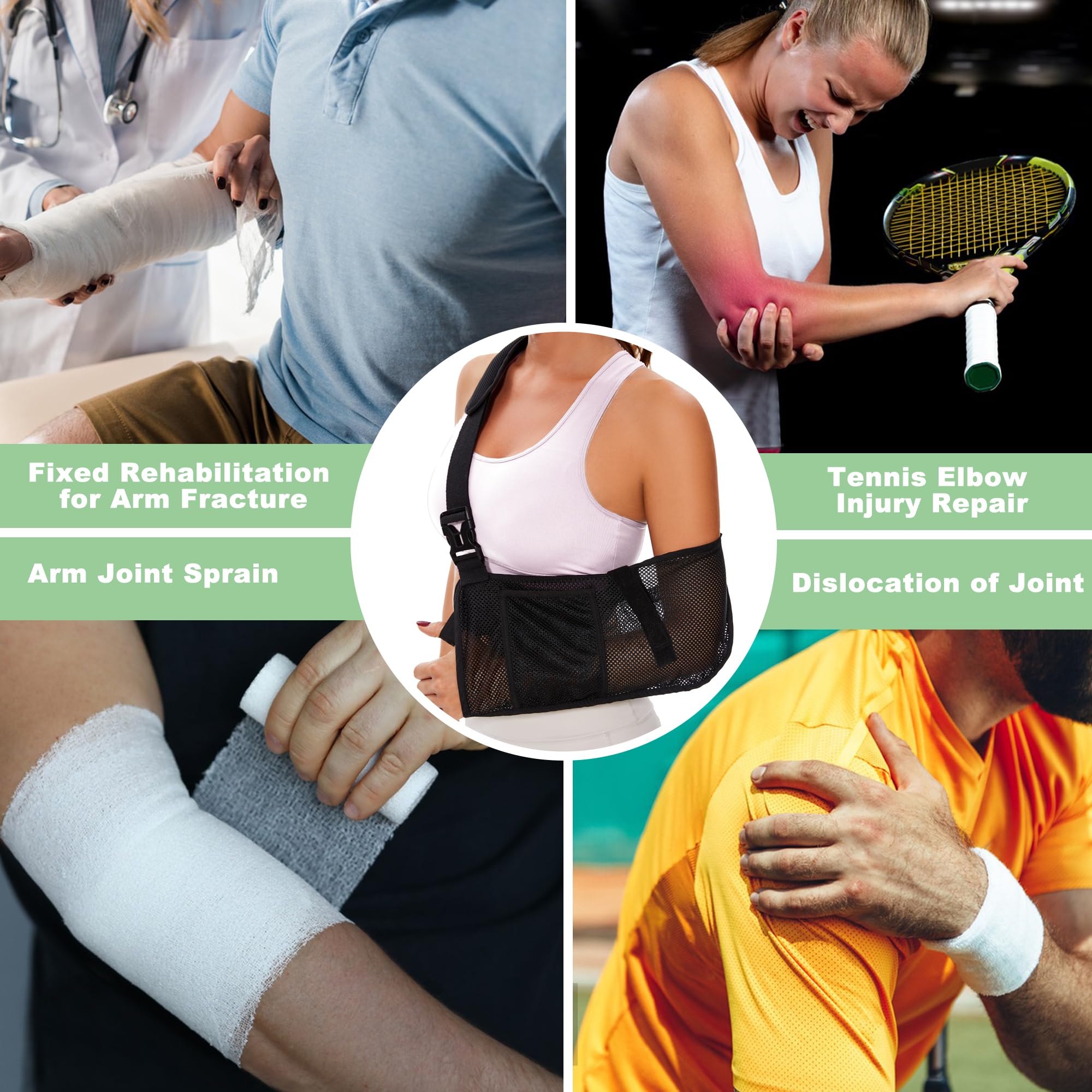 KONSEDIK Inmovilizador de hombro de malla transpirable para hombres y mujeres, cabestrillo médico con almohadilla de hombro para lesiones del manguito rotador, soporte para brazo, muñeca, codo,