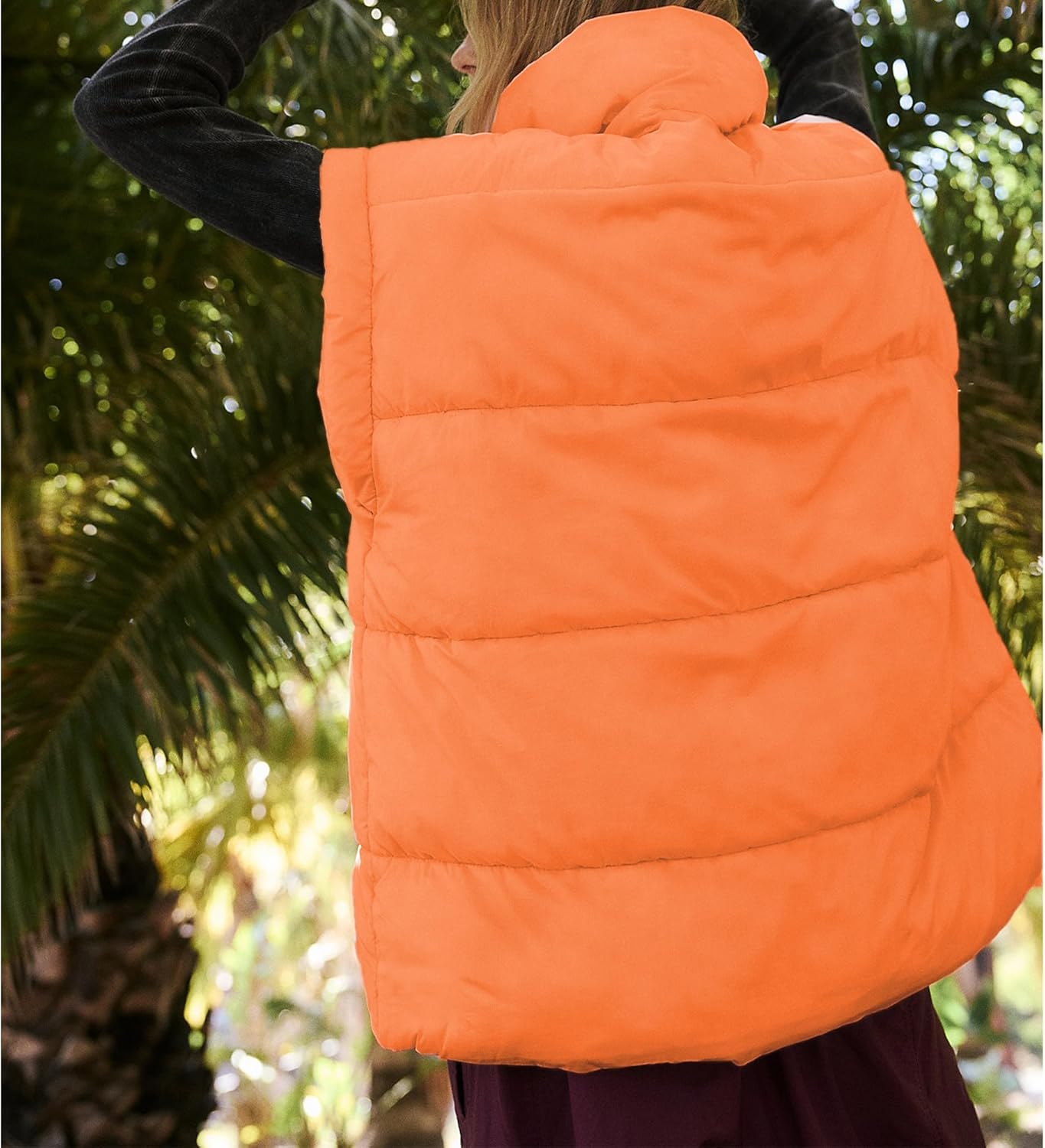 Songling Womens Oversized Puffer Vest Stand Collar Full Zip Sleeveless Bubble Puffer Vest Quilted Padded Warm Coat Outwear - Image 3