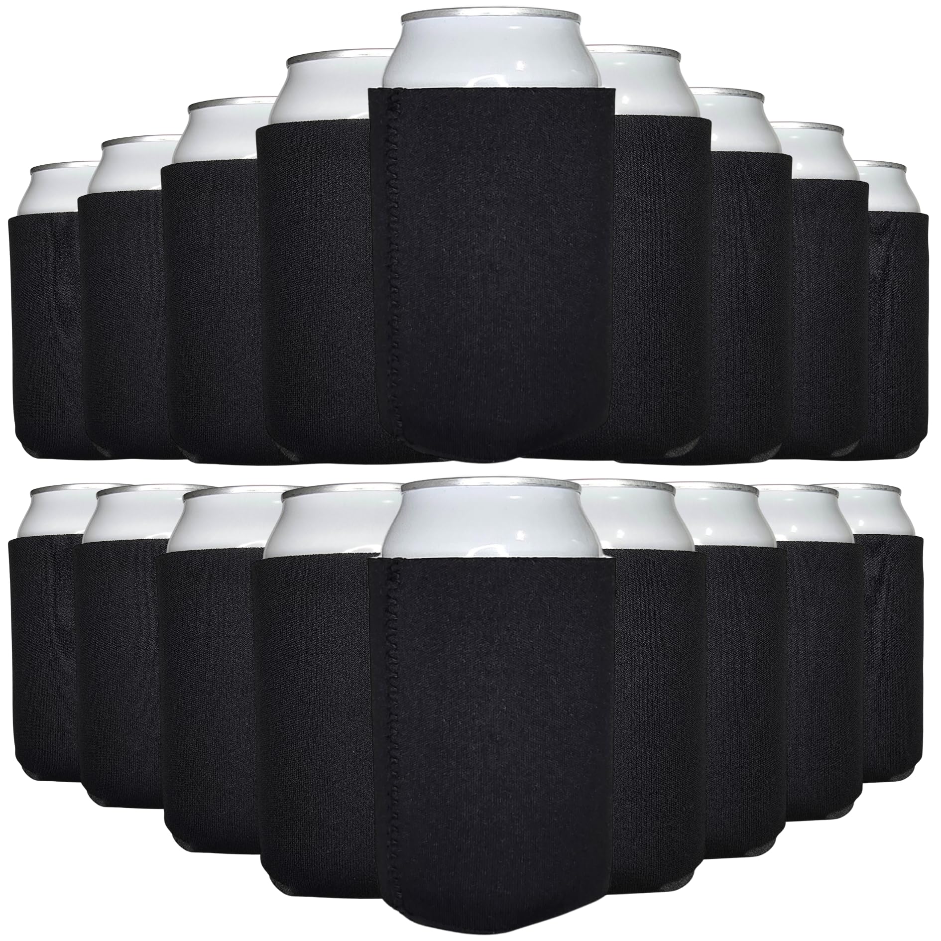 TahoeBay Neoprene Can Cooler Sleeves (25-Pack) Bulk Blank Sublimation Blanks for Vinyl Regular Size Plain Beer Coolers for Soda Cans & Bottles Black,