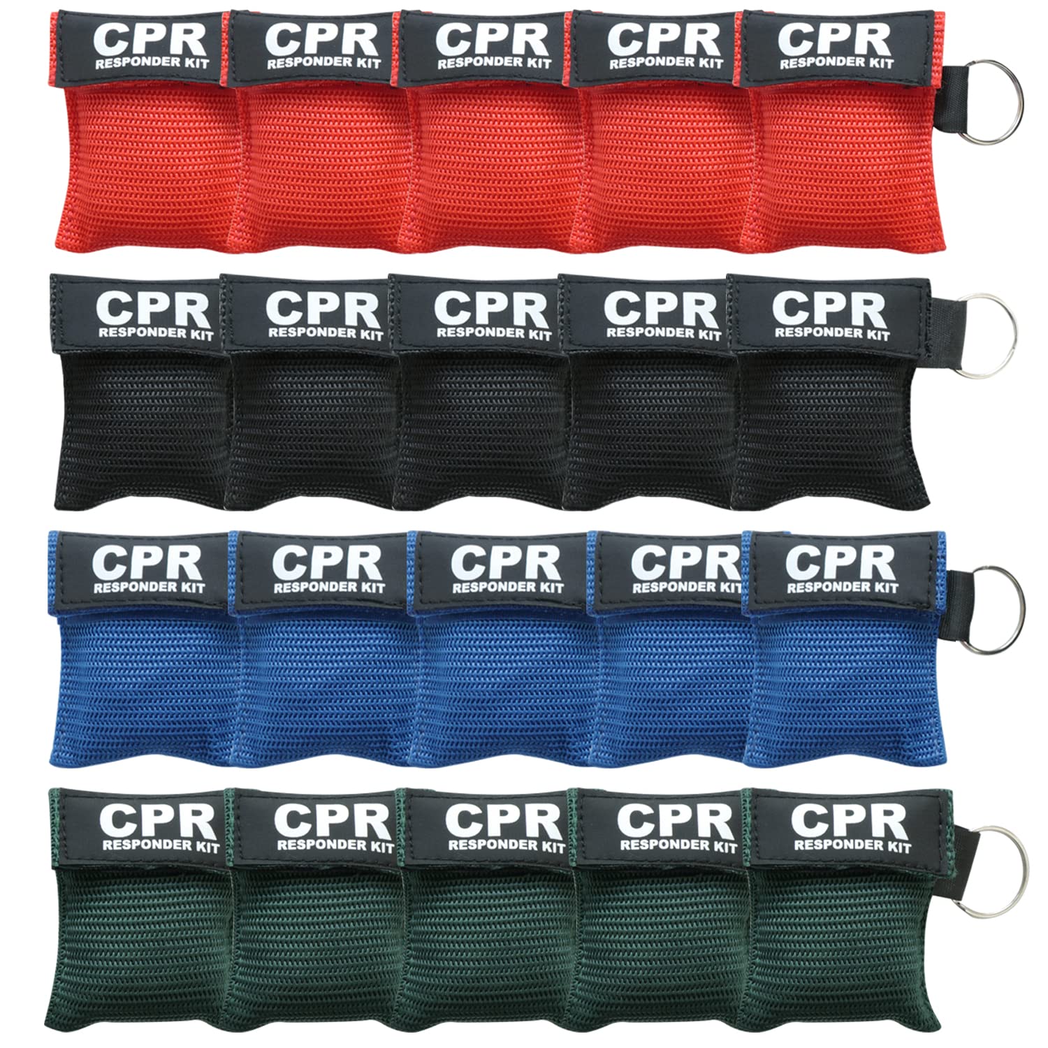 AOUTACC CPR Mask and PVC Disposable Gloves 20PCS for Pocket or Key chain, CPR Emergency Face Shield with One-way Valve Breathing Barrier for First Aid