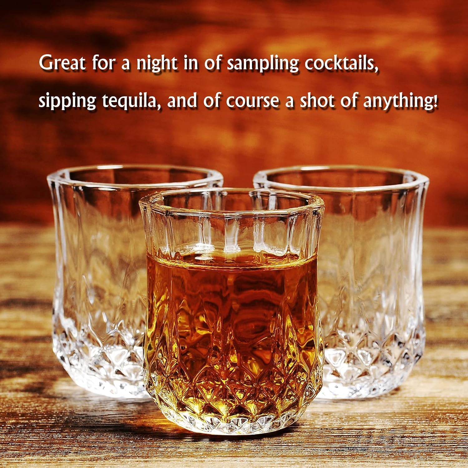 Shot Glasses, Heavy Base Crystal Shot Glasses, Bulk Small Whiskey Cordial Glass, Flash Hider Shaped Clear Shot Glass Set with Heavy Base, for Whiskey, Tequila, Vodka, Liquors, Set of 6