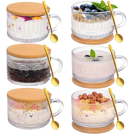 14oz Vasos de vidrio con tapa y cuchara para café o té