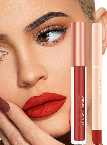 Miniatura 2 de Juego de delineador de labios y lápiz labial líquido mate 12 colores de lápiz labial mate de larga duración 24 horas de maquillaje de labios rojos