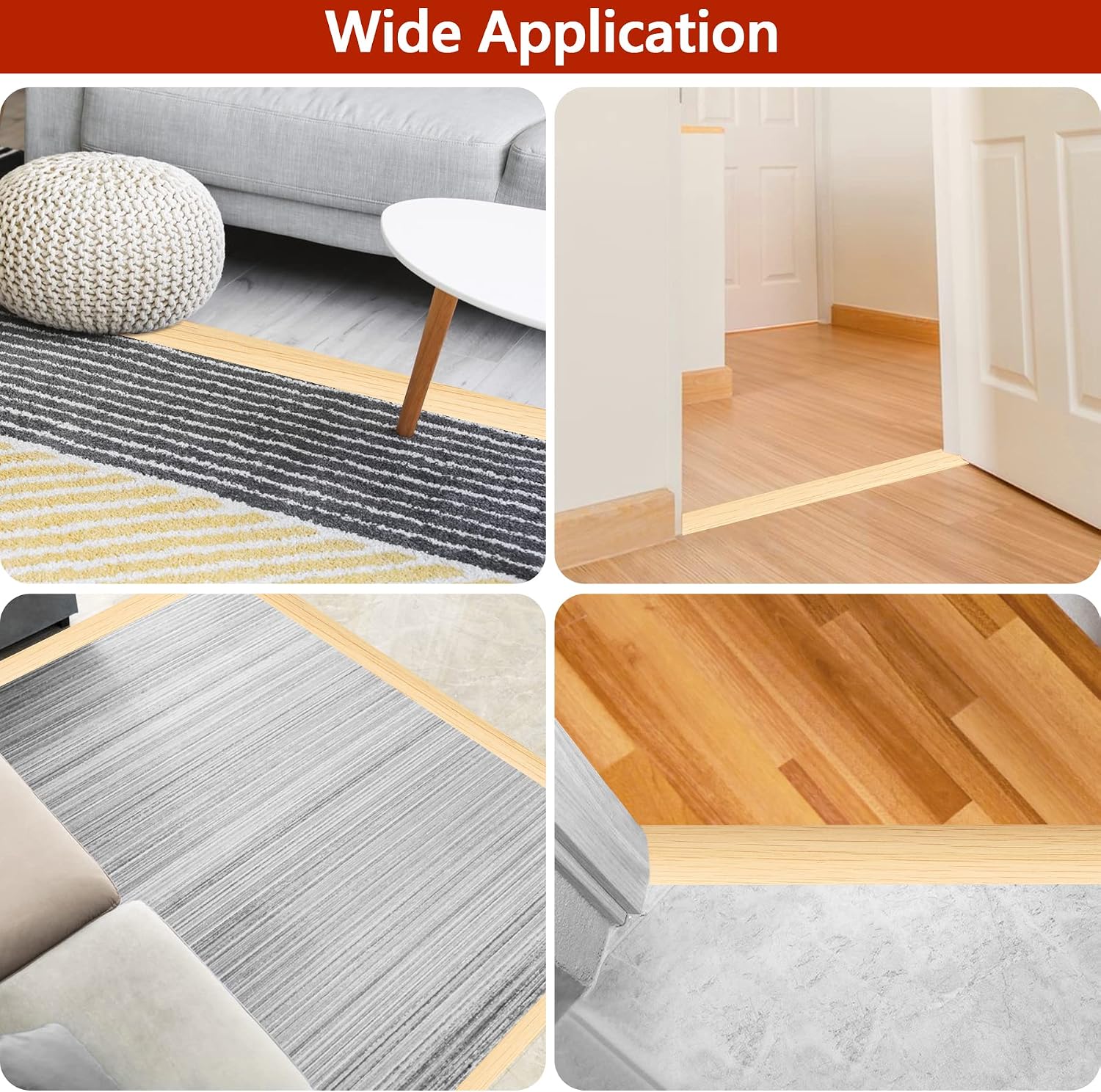 20Ft PVC Floor Edging Trim - Self Adhesive Carpet to Tile Transition Strip, Peel and Stick Floor Joining Strip - Suitable for Threshold Height Less Than 5mm (Beige Cream)