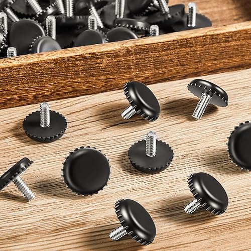 Vista 7 de Dunzy 120 piezas 1/4-20 niveladores ajustables de muebles de acero galvanizado atornillado en patas de nivelación roscadas atornilladas para muebles