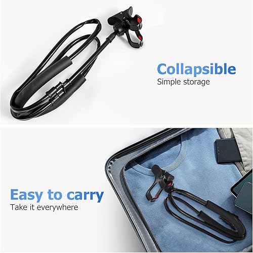 Miniatura 8 de LIFKOME Soporte para teléfono celular para cuello, soporte de teléfono manos libres, soporte flexible en forma de U, soporte de teléfono para