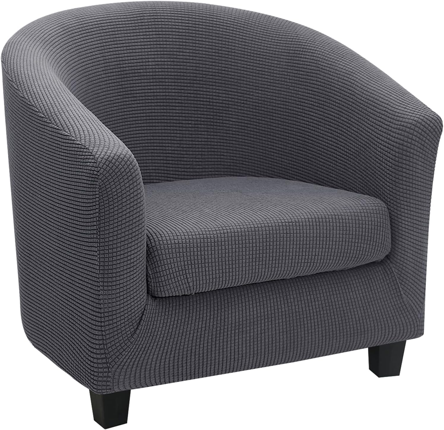 Stretch Jacquard Club Chair Slipcover, Soft Armchair Cover Removable Tub Chair Covers with Cushion Cover for Living Room Furniture Protector -Grey A-2 Pieces