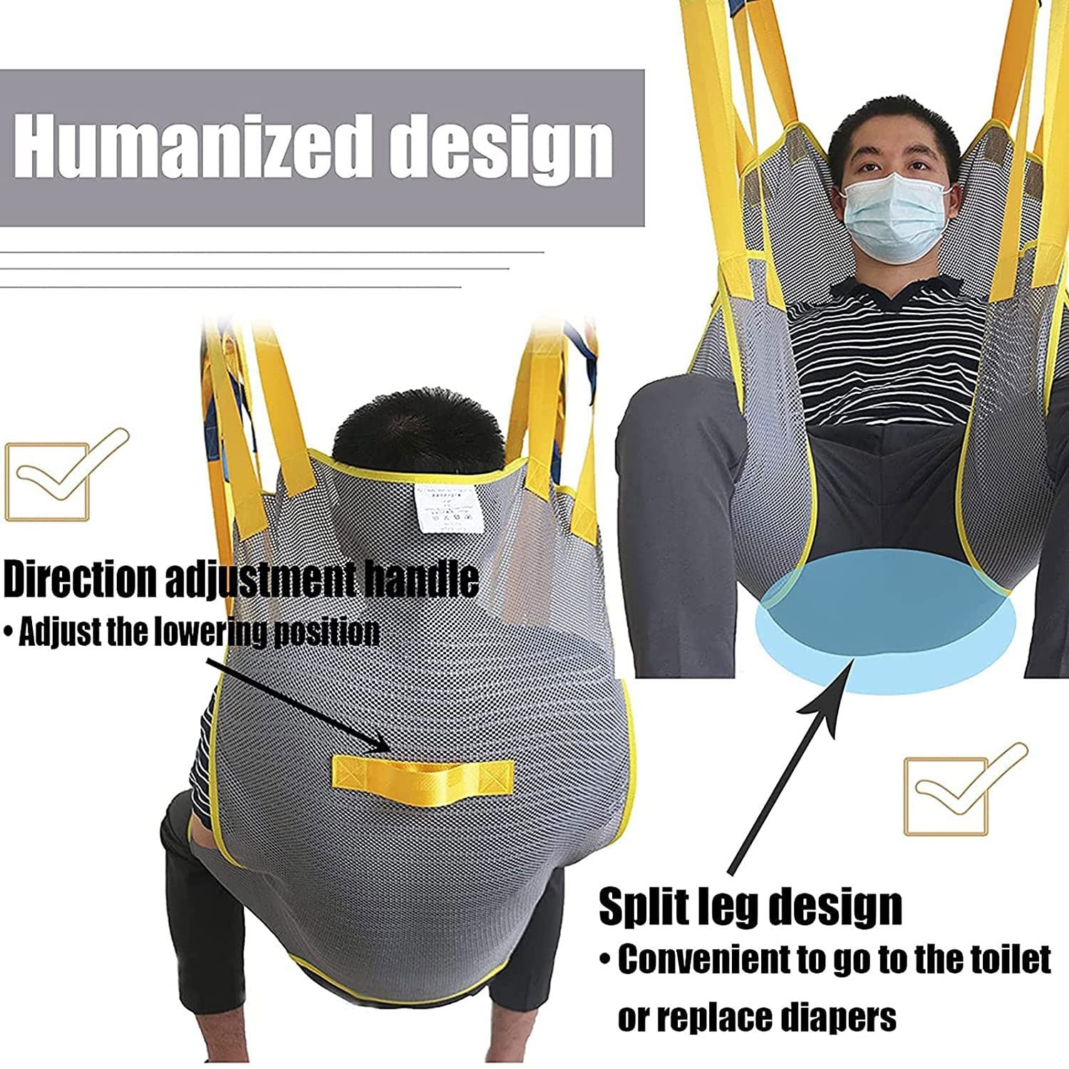 Multiuso Regolabile Imbracatura Standard per Sollevatore Disabili e Anziani Modello, Sollevare Sling sollevatori di pazienti, Medical Handicap Four Point Sling