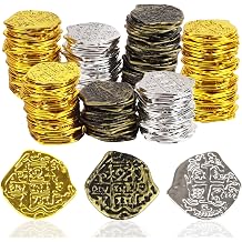 DIYASY 100 Pcs Plastic Pirate Gold Coins, Fake Play Gold Coins for Pirate
