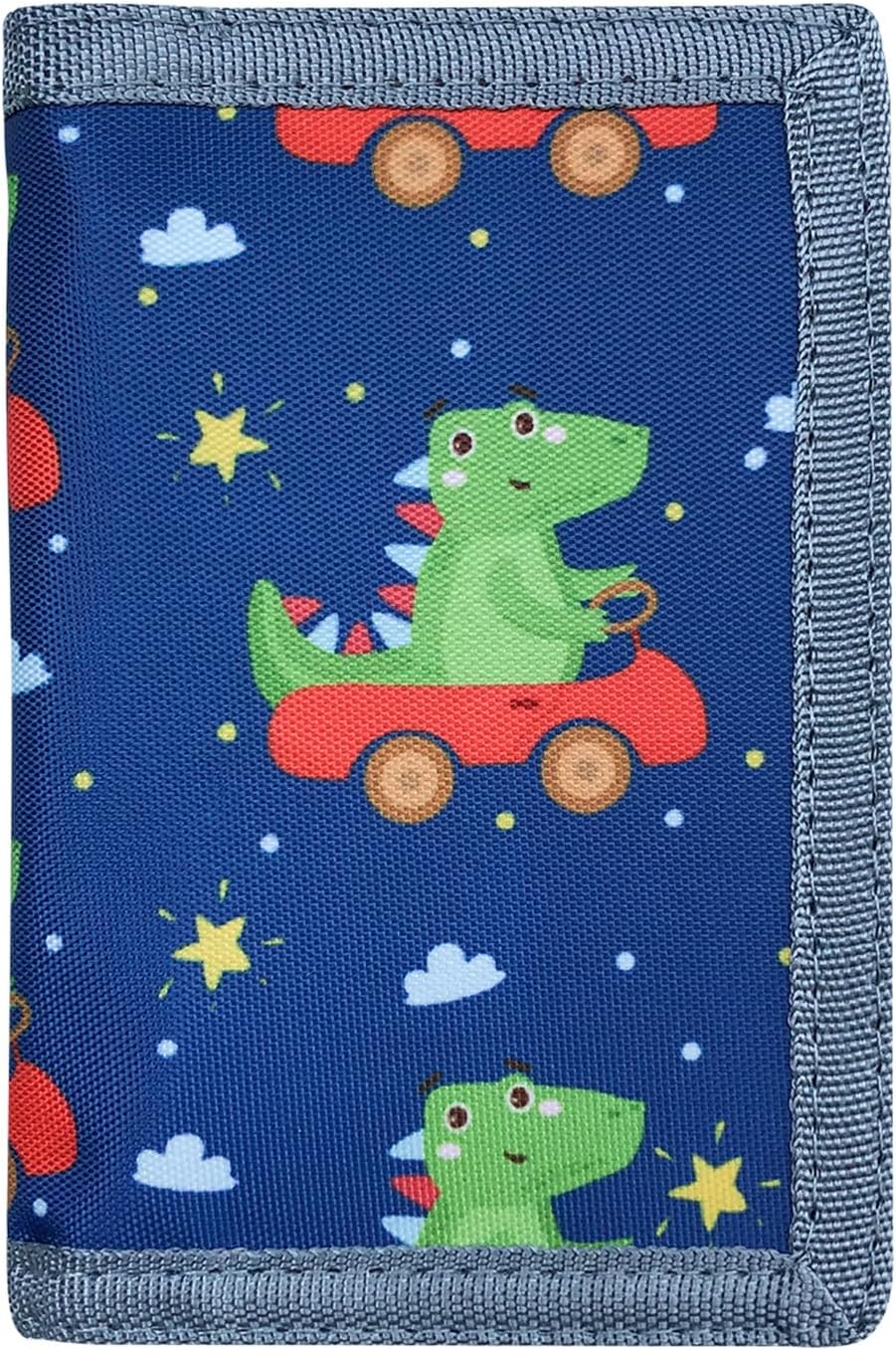 Kids Wallet for Boys and Girls, Novelty Wallet for Boys and Girls Ages 5-7, Camo Teen Wallet for Kids Birthday Gifts - Driving Dinosaur