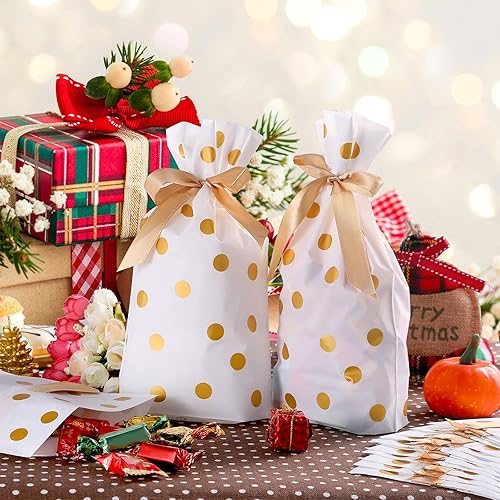 Miniatura 5 de Frienda Paquete de 50 bolsas de golosinas con bolsas de dulces con cordón, bolsa de plástico con cordón para galletas, para Navidad, boda, fiesta,