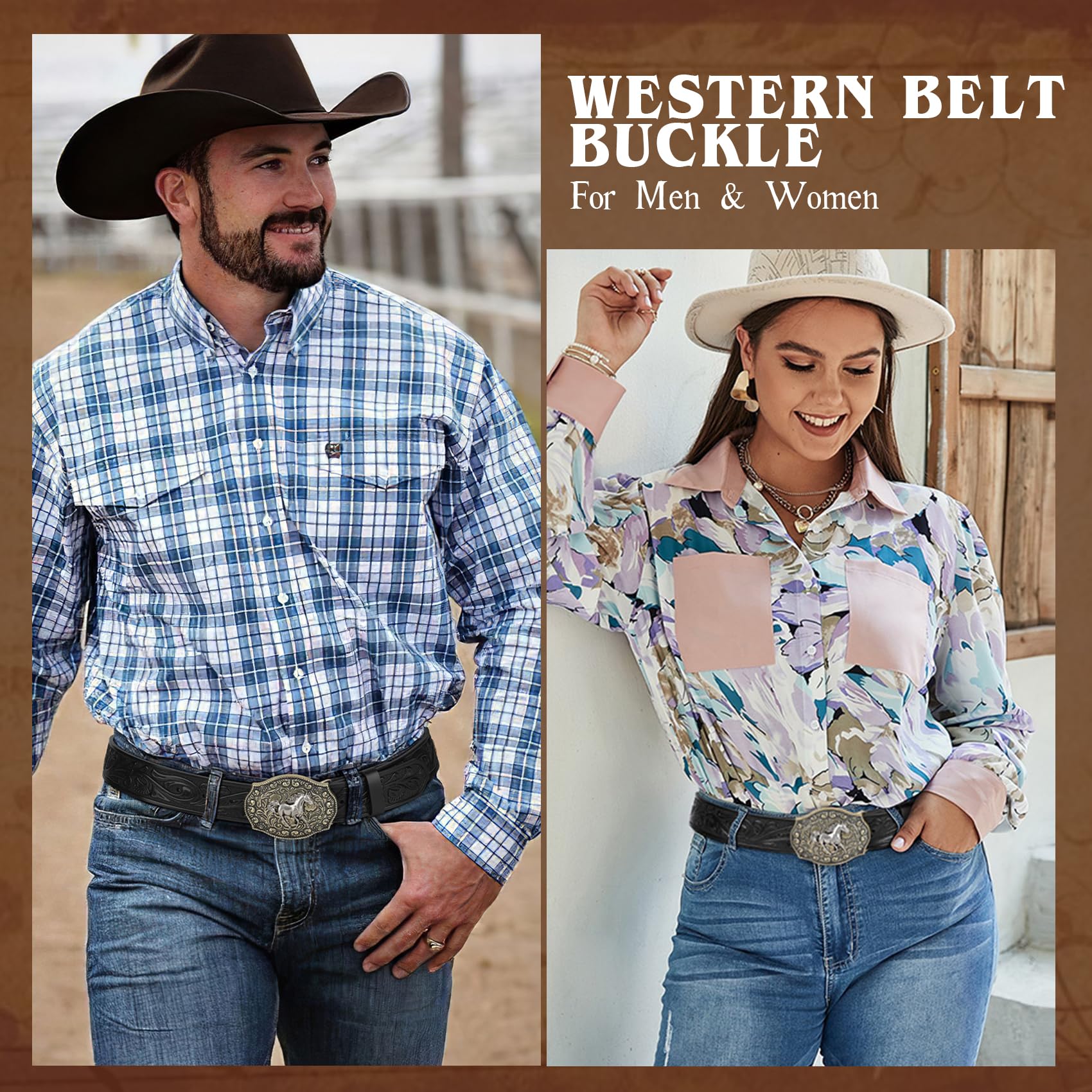 BELTROAD Fibbia per cintura occidentale per uomo donna cowboy rodeo cowgirl festa occidentale uomo sostituzione novità fibbia regali