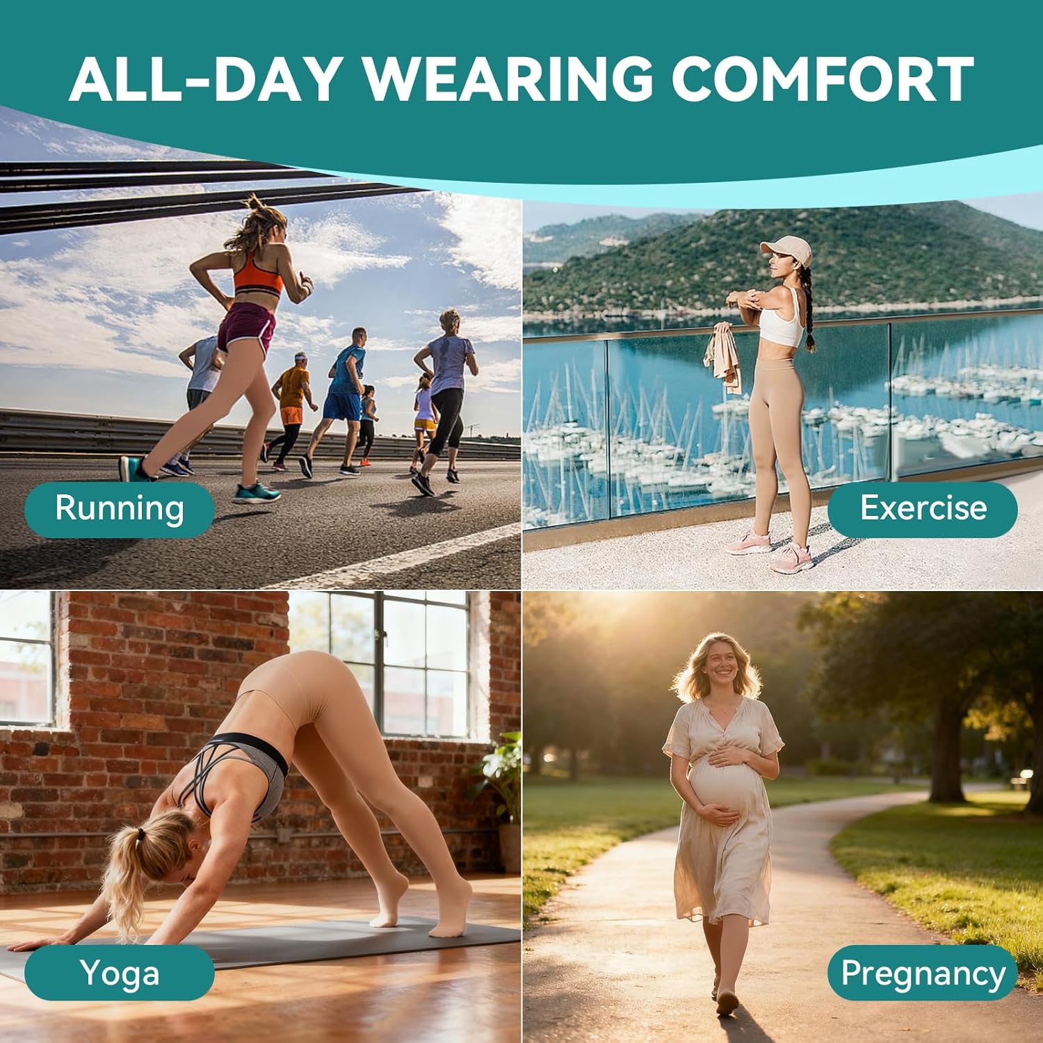 Compression Tights Women, 20-30 mmHg Graduated Compression Pantyhose for Women, Waist High Closed Toe Compression Stockings,Support Hose for Varicose Veins, Edema, Flight, DVT - Image 5