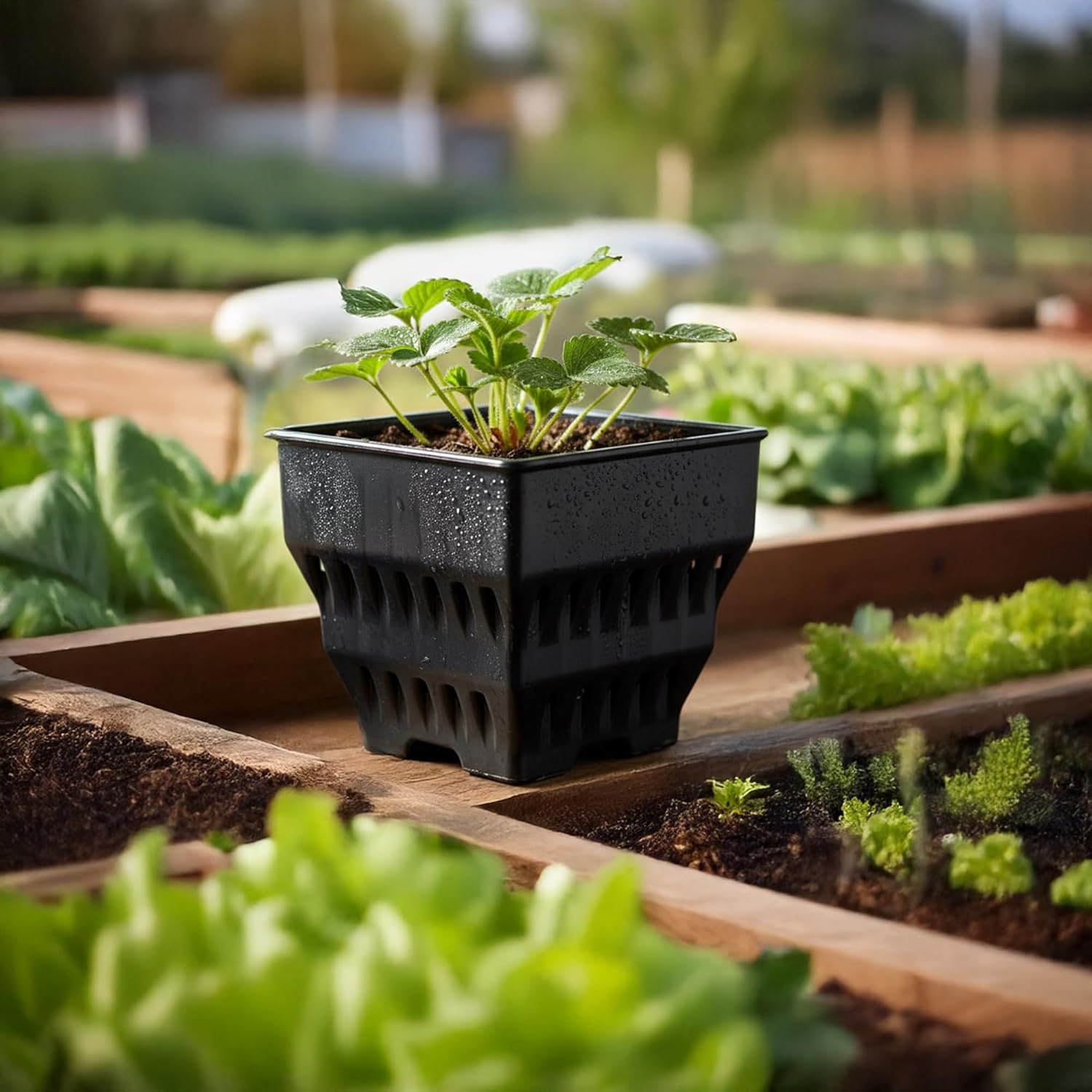 Seed Starter Pots with Tray, 8 Cell Reusable Square Nursery Pots for Seedlings with Drainage Holes, Indoor Outdoor Plastic Gardening Containers for Herbs, Flowers & Vegetables (Black) - Image 8