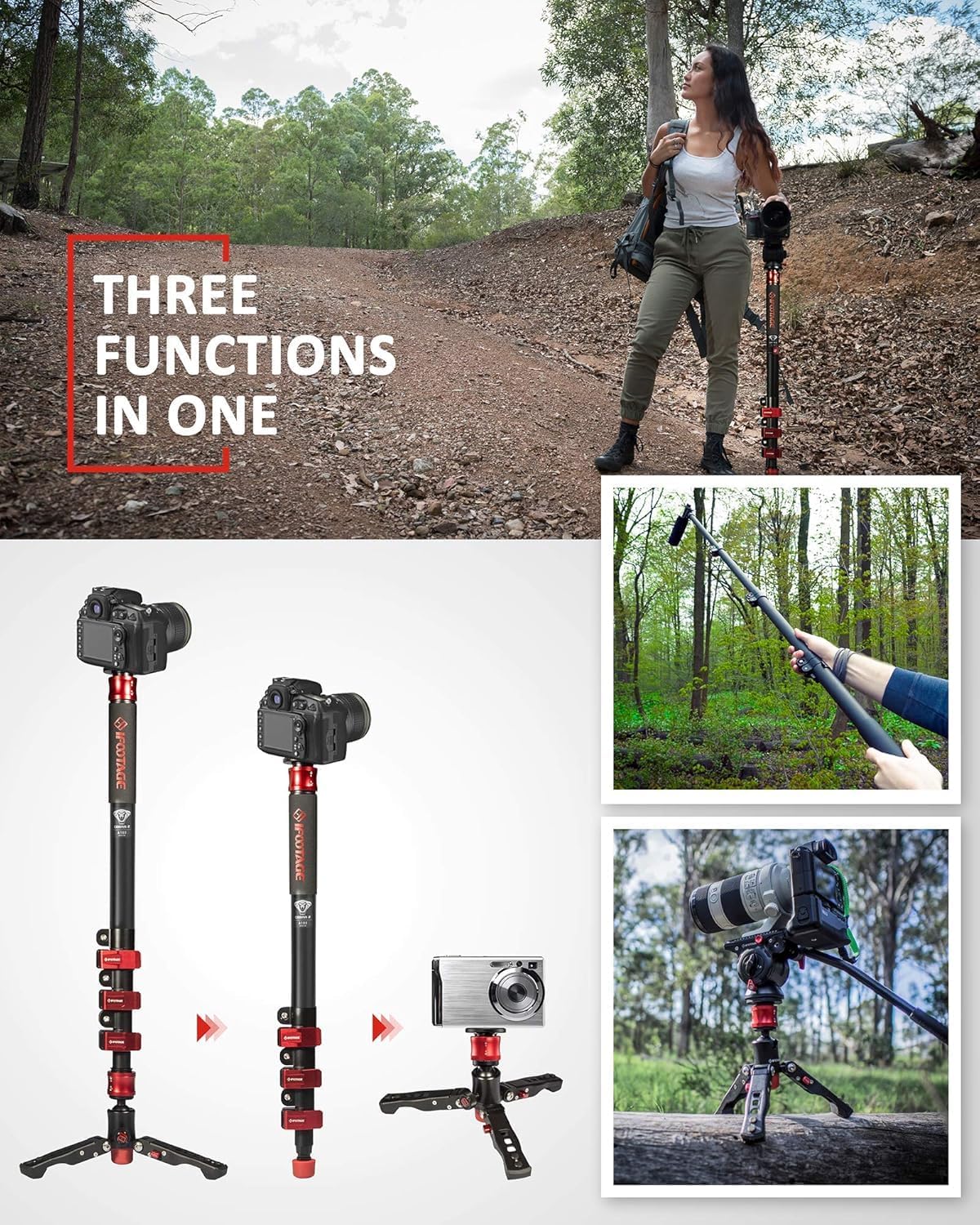 IFOOTAGE A180 II 71" Camera Monopod, Aluminum Video Monopods, Professional Monopod with Foot Compatibility DSLR Cameras Camcorders, New and Good Item with Defective Box