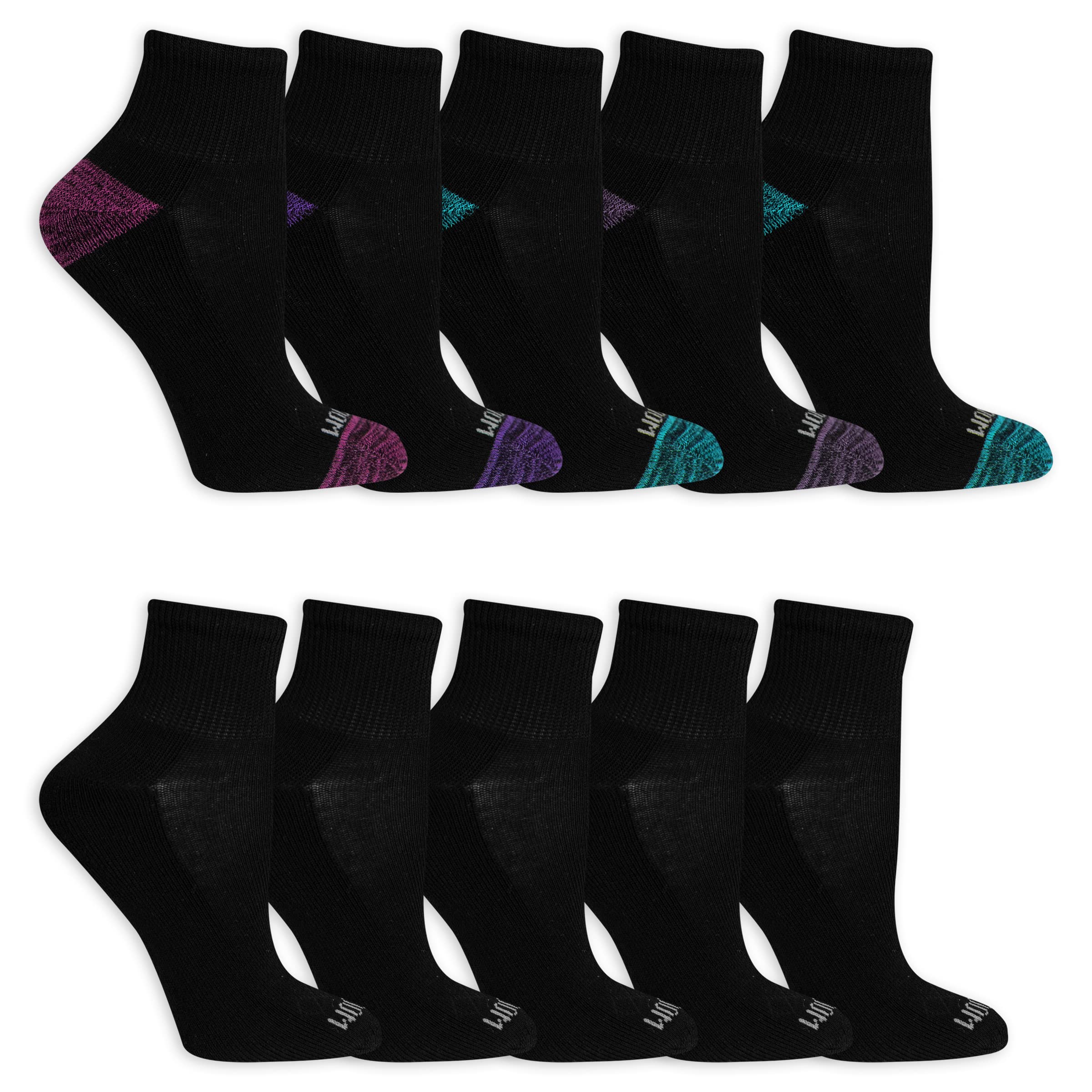 Fruit of the LoomWomen's Everyday Soft Cushioned Ankle Socks (10 Pack)
