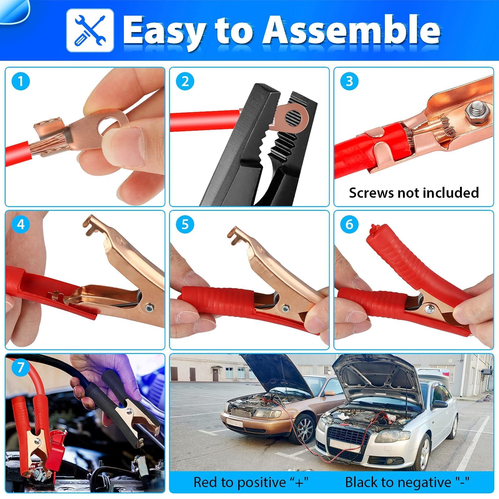 Krokodilklemmen-Set, 8 Stück, Rot-schwarz, Isoliert – Perfekt Für Batterie, Kabel Und Co Krokodilklemmen-Set, 8 Stück, Rot-schwarz, Isoliert – Perfekt Für Batterie, Kabel Und Co