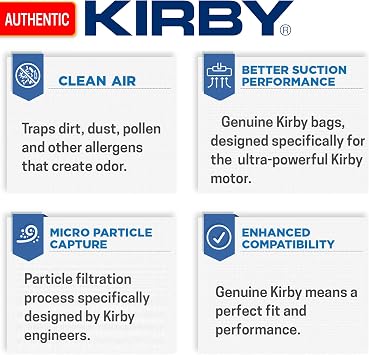 Kirby Micron Magic HEPA Filter Bags 2-Pack | Part #205811 | Genuine Kirby OEM | Fits Avalir, Sentria, G Series | F-Style & Twist-Style