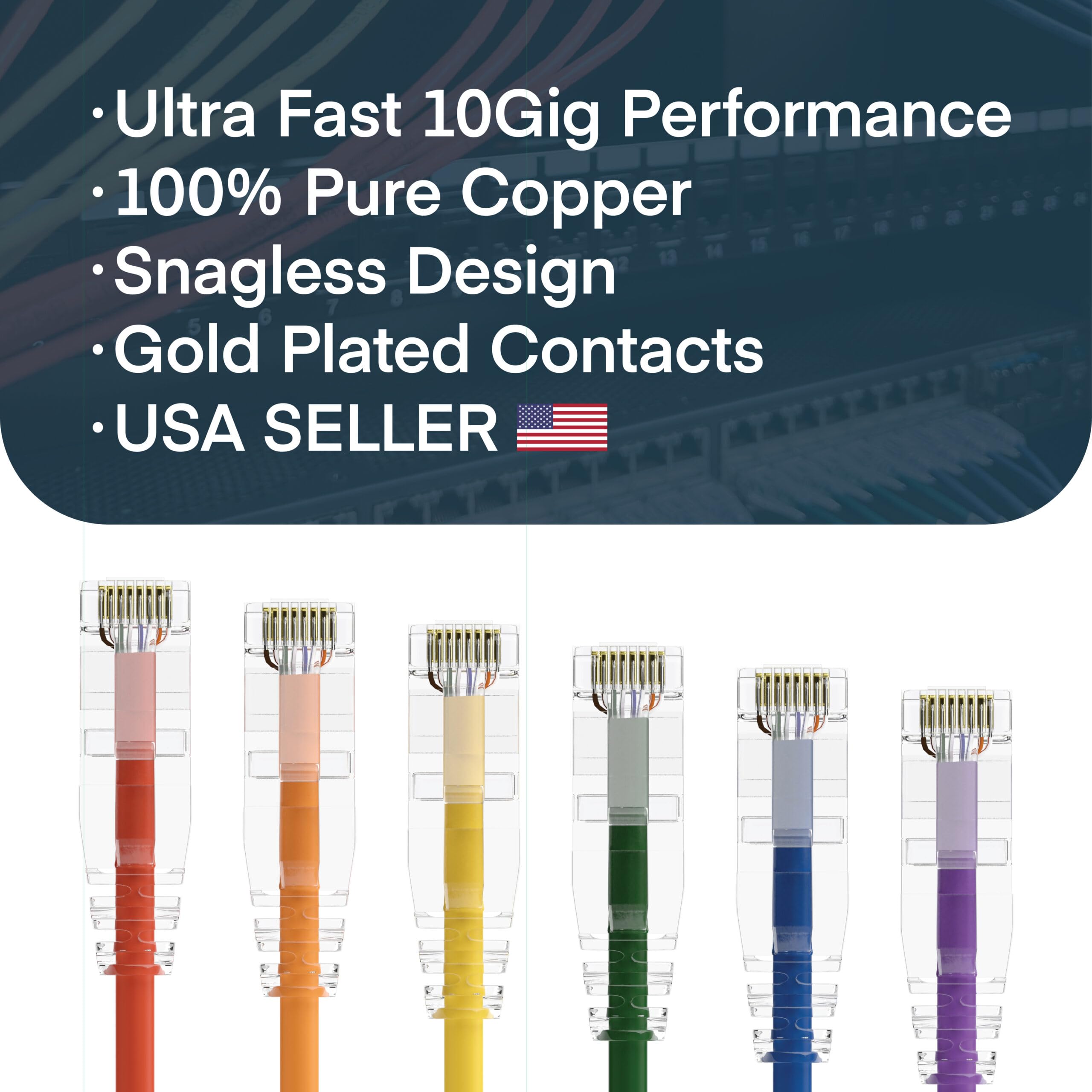 Paquete de 10 cables de conexión Ethernet delgados Cat6 de 28 AWG, cable de red, arranque transparente, cable de Internet Cat 6, cable Cat6, cable de conexión nominal para centro de datos,