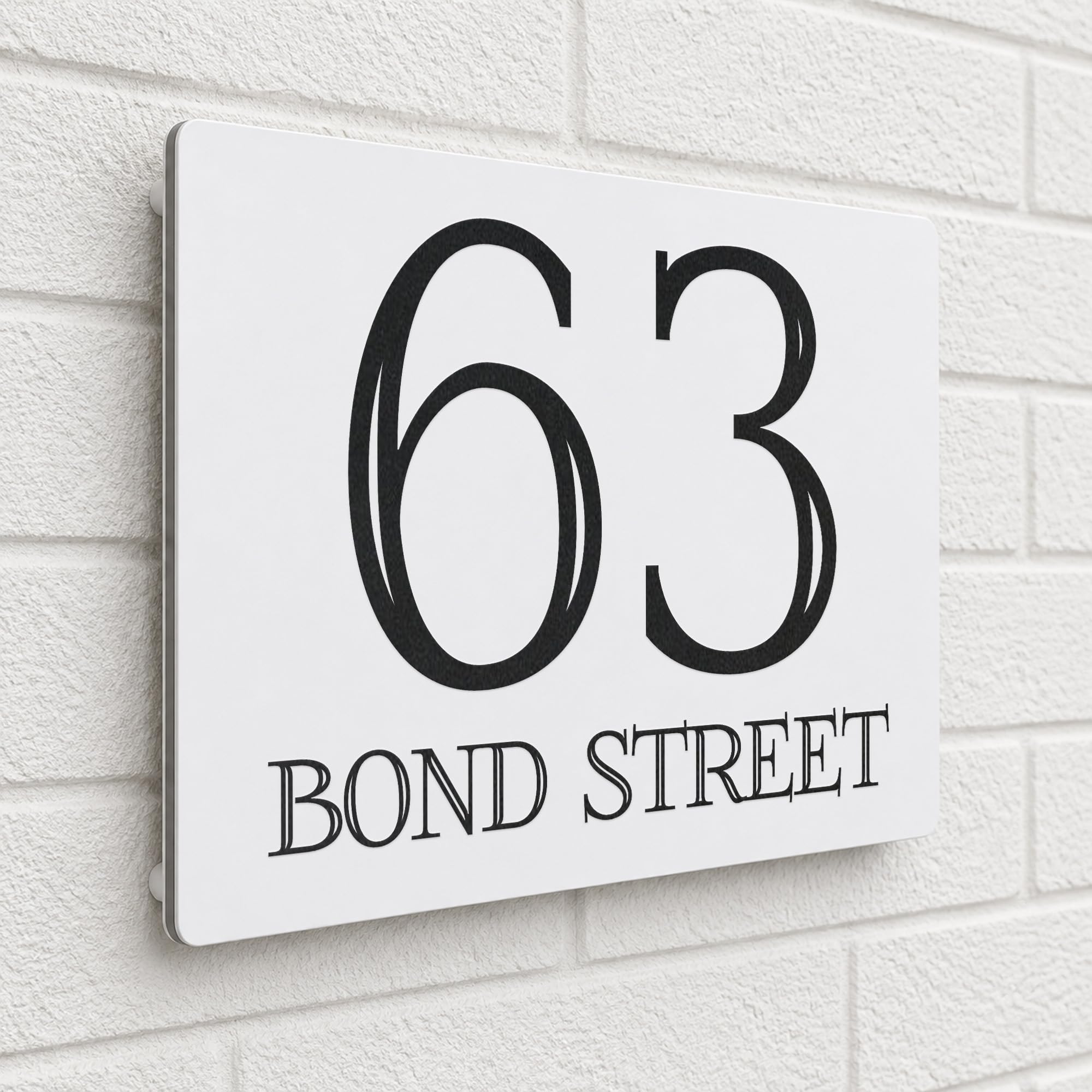 Housics Personalised House Number Plaque, Door Sign, White, 200mm x 130mm — image 1