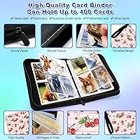 Vista 3 de Carpeta para tarjetas de 400 bolsillos, 4 bolsillos para tarjetas de intercambio, libro de almacenamiento para tarjetas de juego con 50 fundas