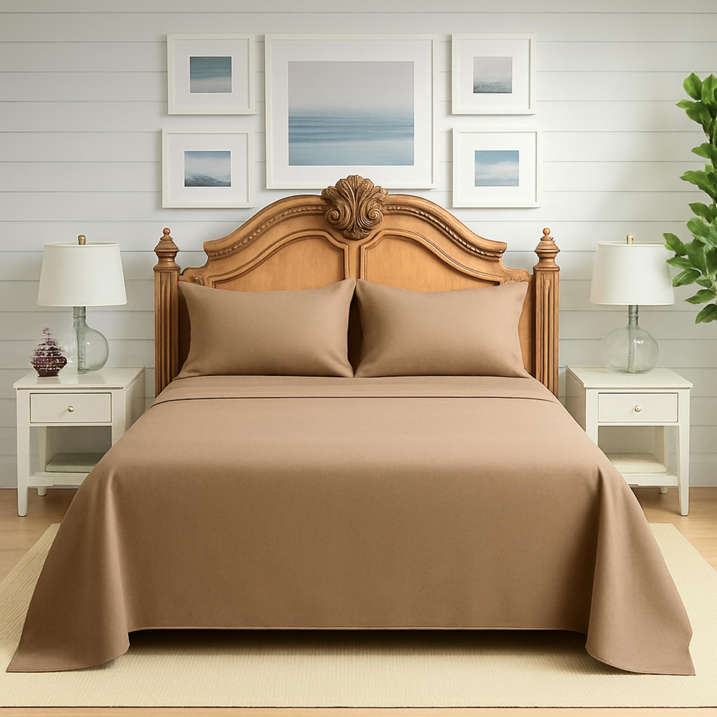 Premium Polycotton Easy Care Flat Sheet – Soft, Durable & Breathable Bed Sheets for Everyday Comfort (Mink, Super king (275cm x 300cm))