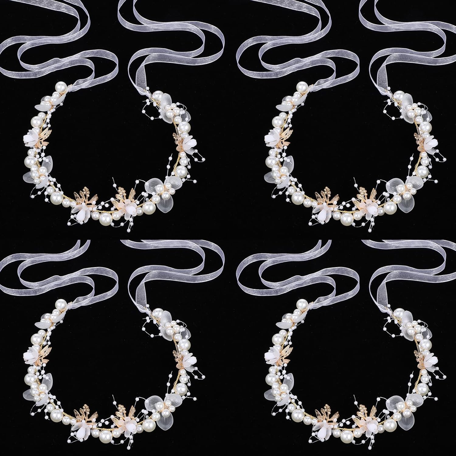 MAQUITA 4 Pcs Flower Girl Headpiece Rhinestone Crystal Wedding Headband Bridal Flower Headband for Girls Baby Hair - Image 7