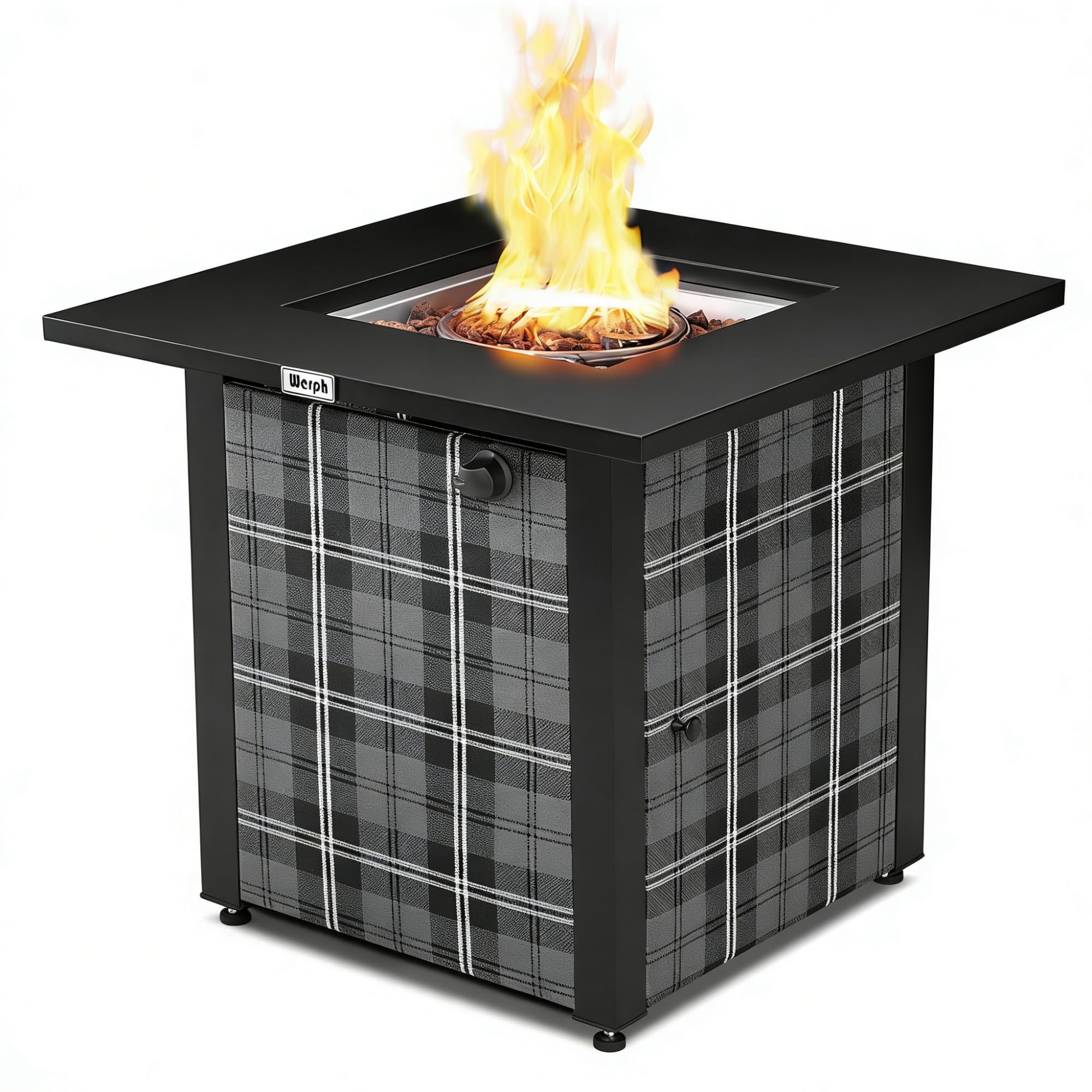 Werph 28 in Propane Fire Pit Table, ETL-Certified Fire Table with Lava Rocks for Patio Deck Garden Courtyard, 50,000 BTU Square Fire Pit Table with