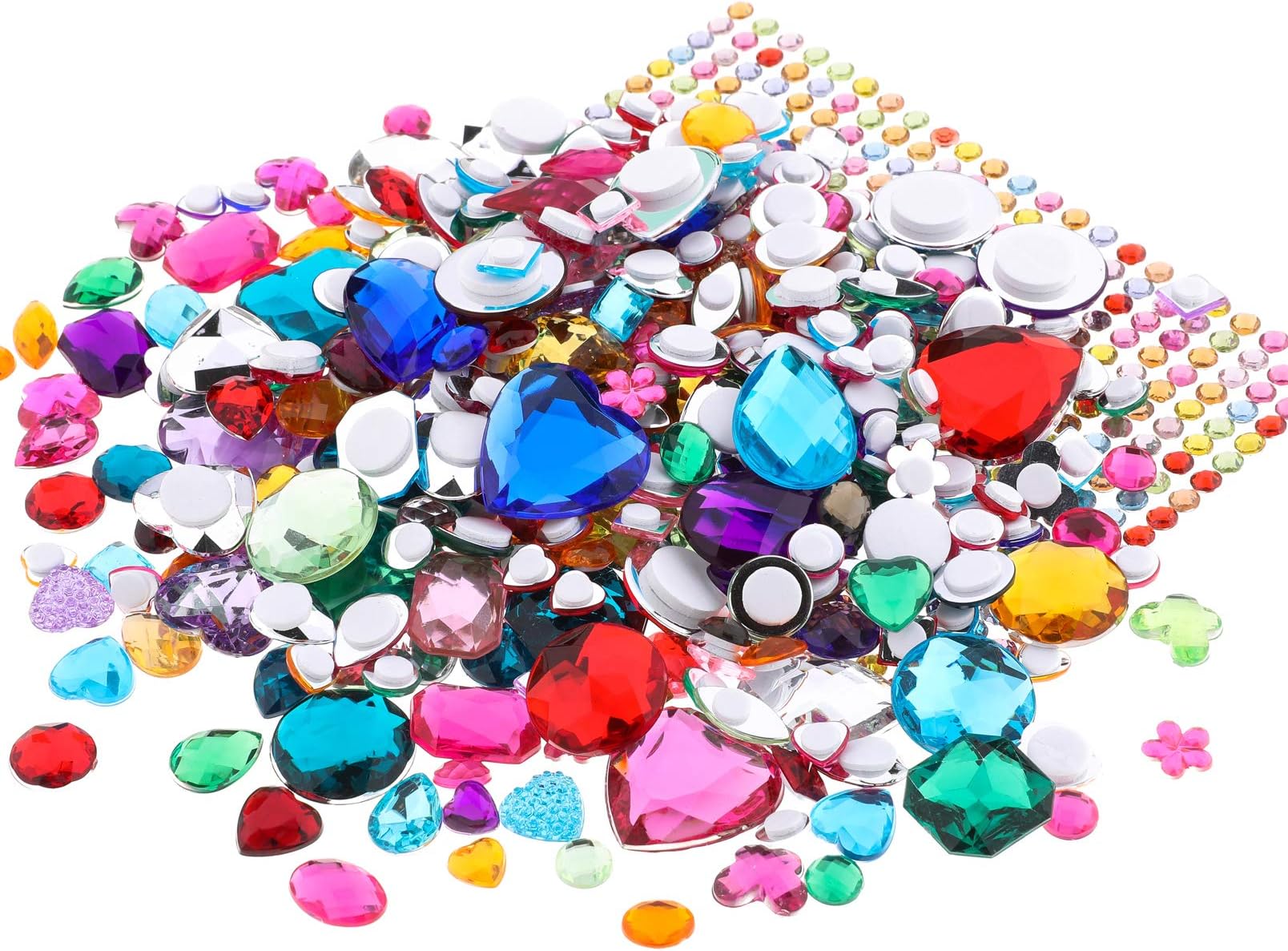 Richness Crystal Stickers Self Adhesive Jewels Kids DIY Gem Stickers Various of Sizes Shapes and Colors (300+300pcs)