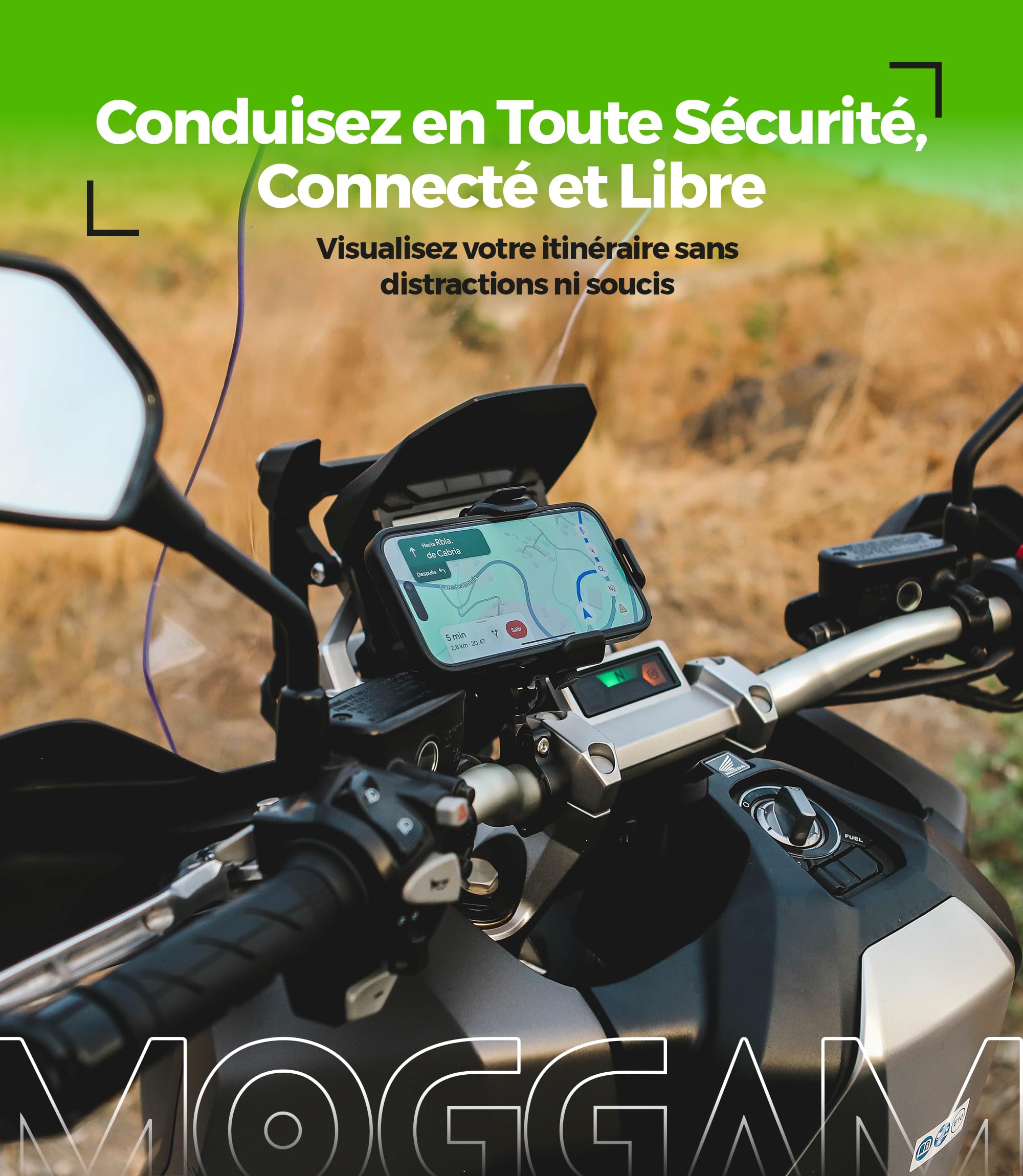 Support Telephone Moto Anti Vibration Anti Vol Trail Adventure Touring Fixation Securisee sur Guidon Bras Aluminium CNC 360° Reglable pour Smartphone 5.4-7.2 Pouces Camera Libre Ultra Stable