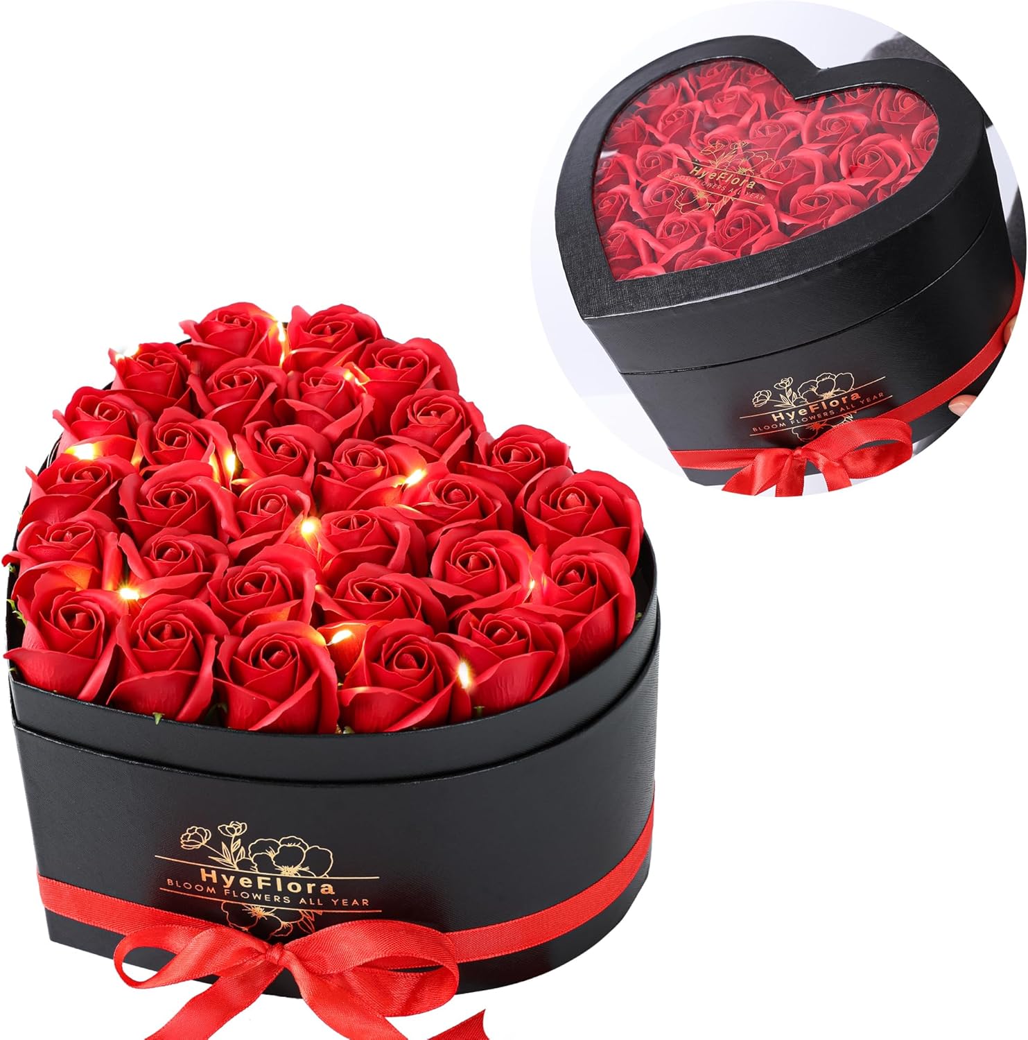 HyeFlora 30pcs Artificial Red Roses...
