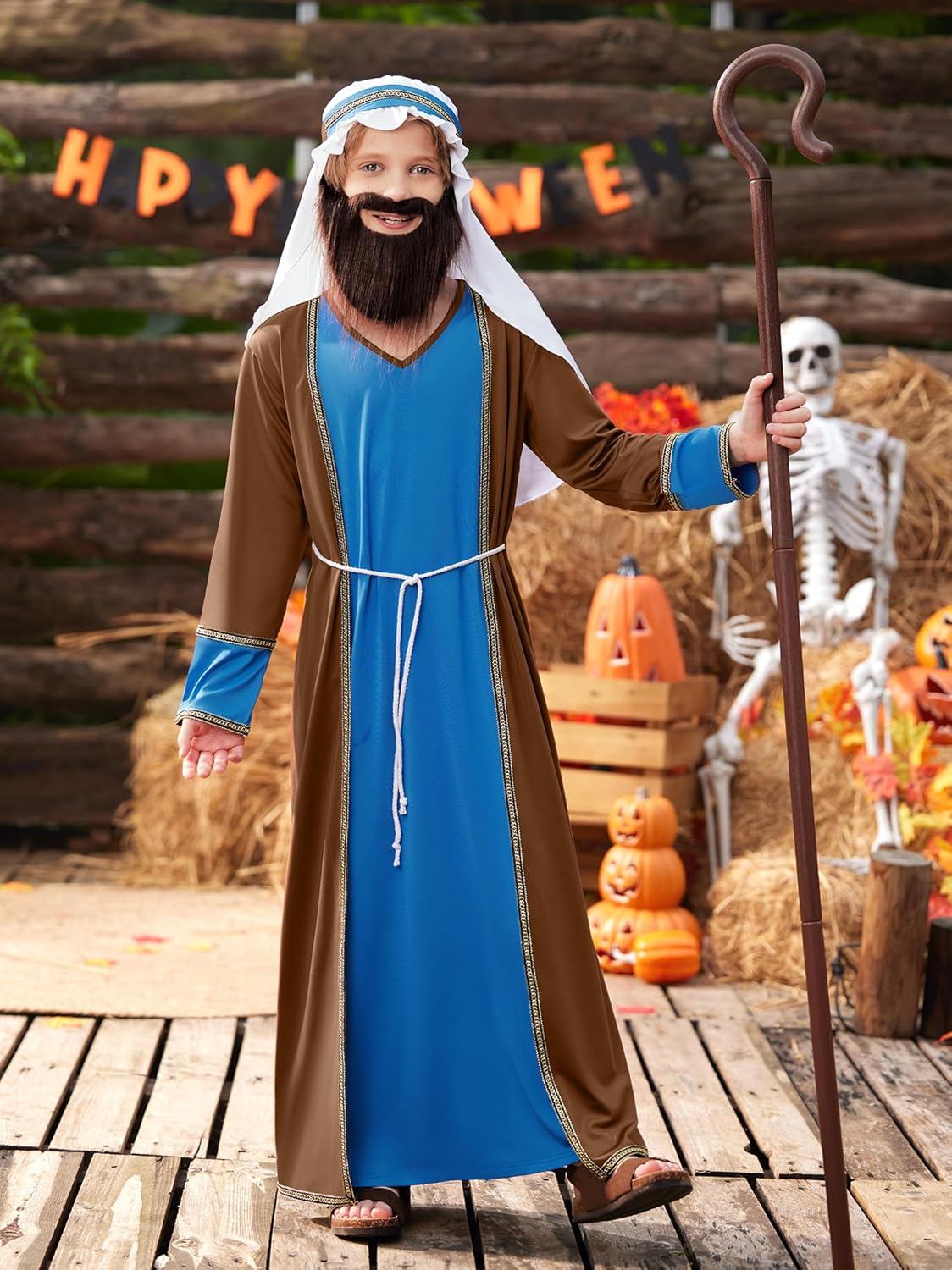 BesserBay Boys Christmas Shepherd Joseph Outfit Classic Nativity Religious with White Headpiece 4-14 Years - Image 6