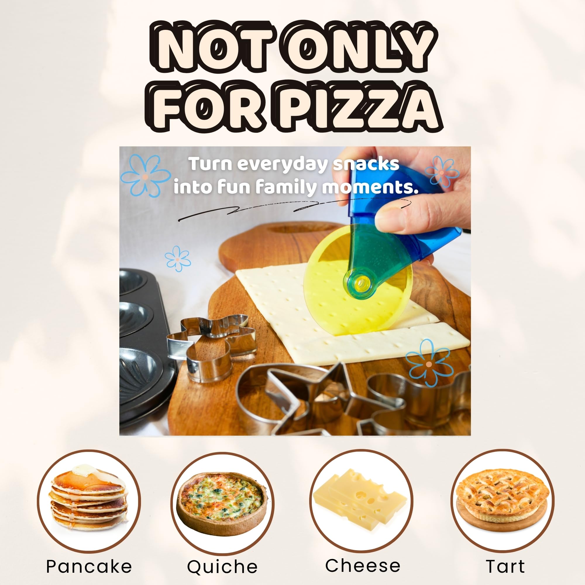 Rueda cortadora de pizza giratoria y autónoma, cortador de pizza seguro y resistente, fabricado en Japón, rueda de corte de plástico ABS duradera y afilada para cocina de fiesta, 2 unidades