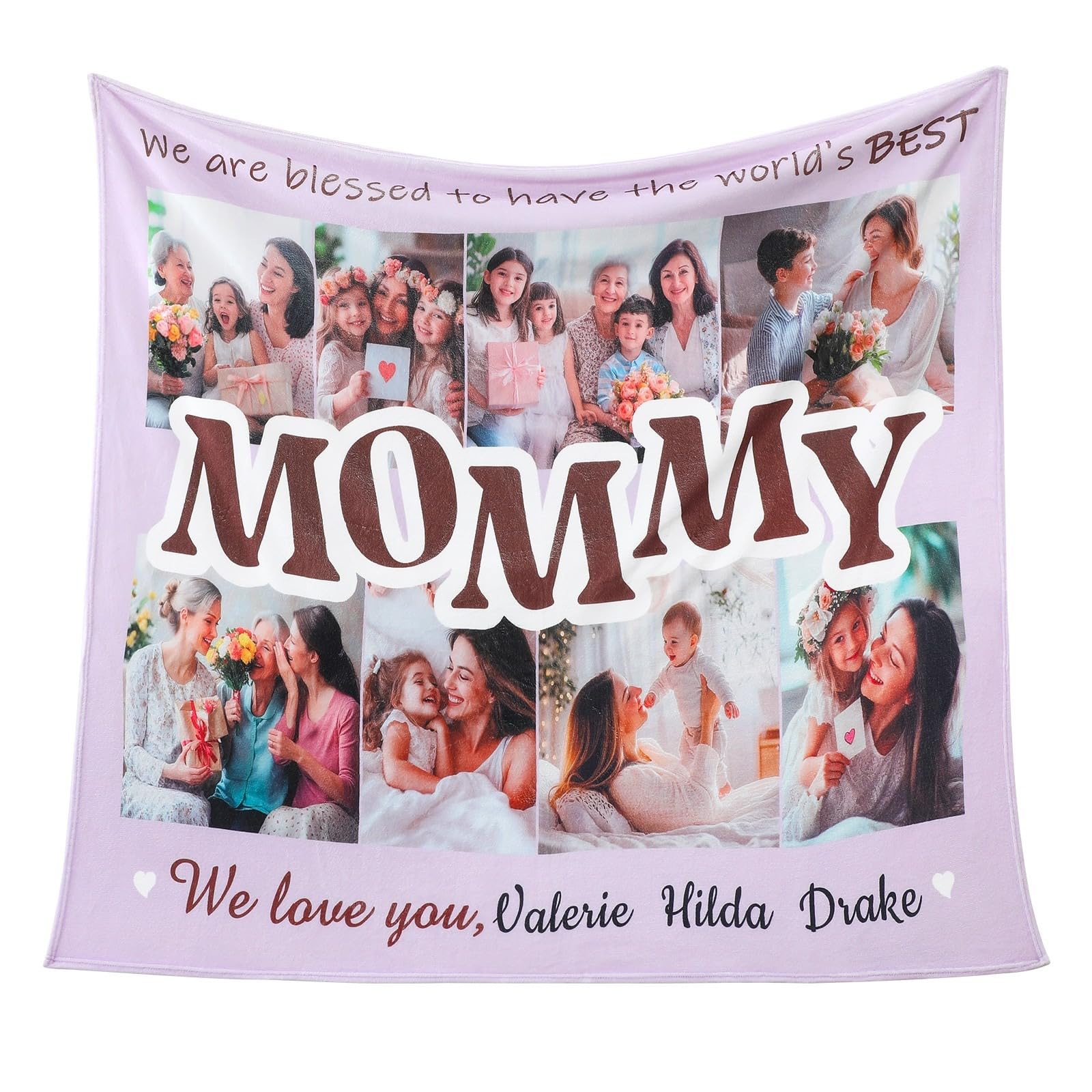 Urijk Personalised Photo Blanket - Custom Mother's Day Gift for Mum - Customised Flannel for Adults, Kids - Heartfelt Birthday Present (G) โ image 1