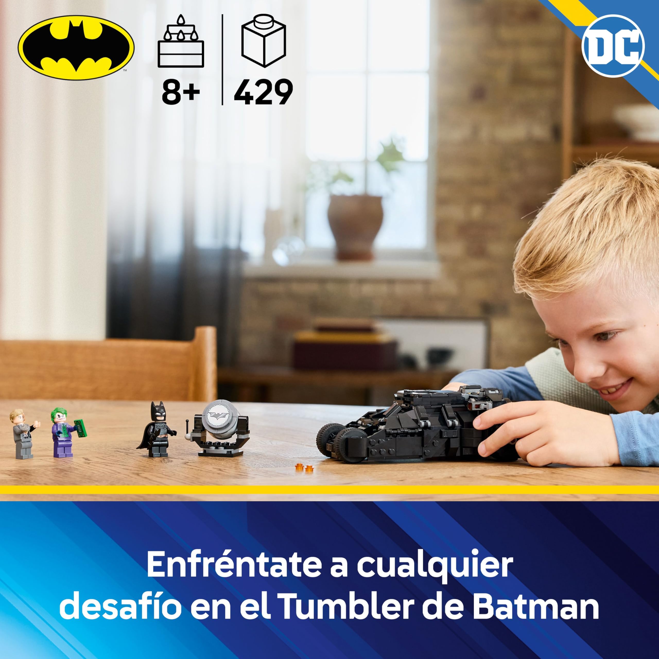LEGO DC Batman: Tumbler de Batman vs. Two-Face y The Joker Juguete del Caballero Oscuro, Batmóvil y Minifiguras de Superhéroes y Villanos, Regalo para Niños y Niñas de 8 Años o Más 76303