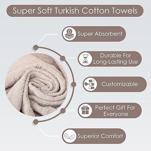 Miniatura 3 de Juego de toallas personalizadas con texto bordado, paquete de 2 toallas de algodón turco altamente absorbentes y súper suaves para baño, cocina,