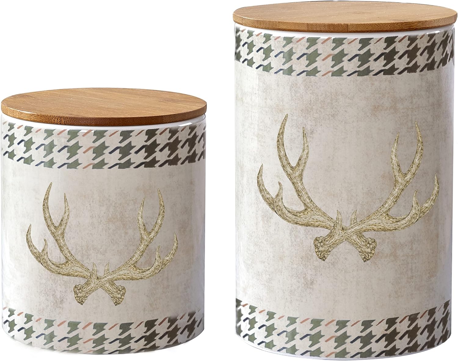 Paseo Road Ranch Life Ceramic Canister Sets for Kitchen Counter, Set of 3 Western Canisters for Countertop, Horse Cowboy Cow Longhorn Print Food Storage Jars with Lids