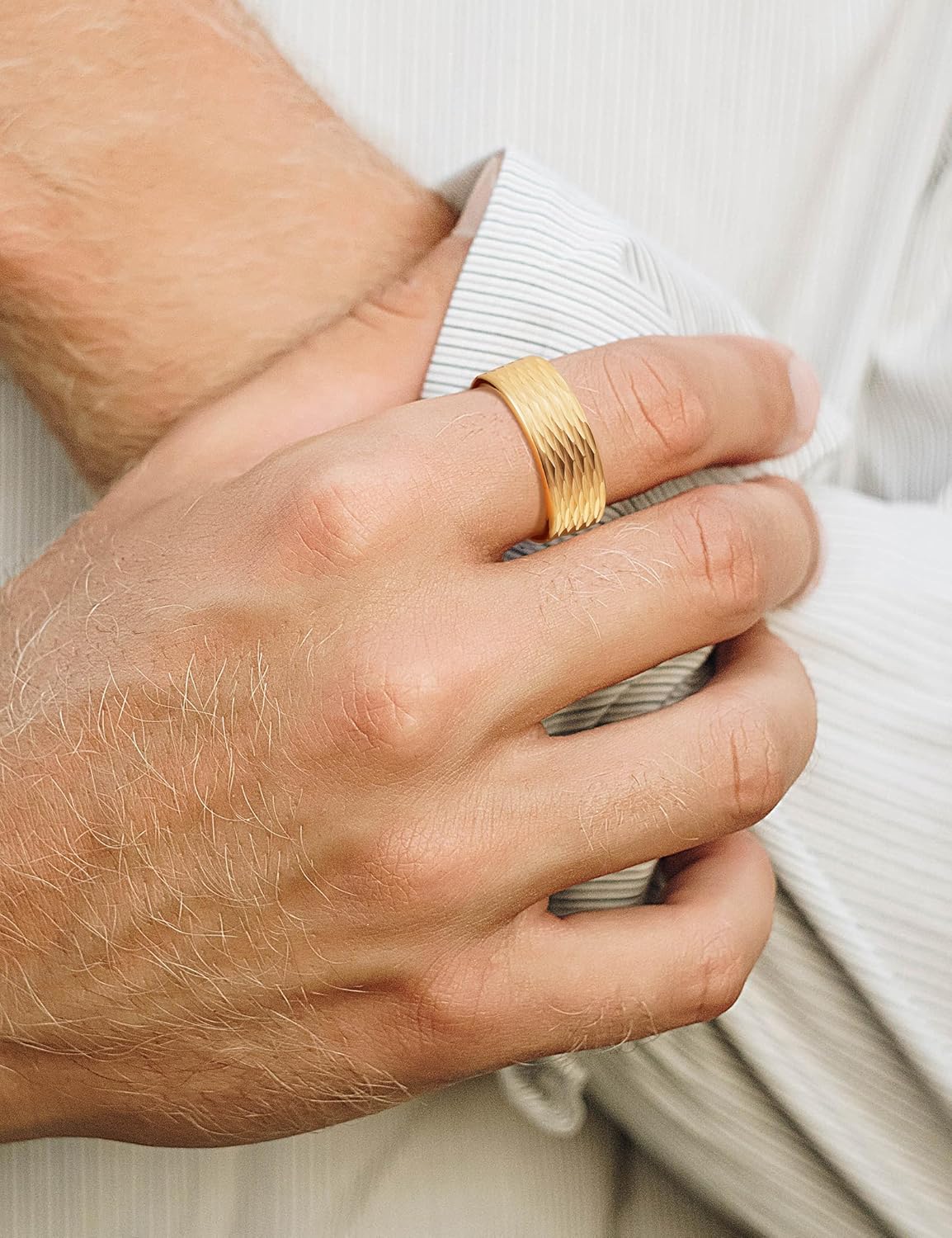 King Will Mens 8MM GLORY Wedding Bands Hammered Grooved Tungsten Rings Matte - Image 4