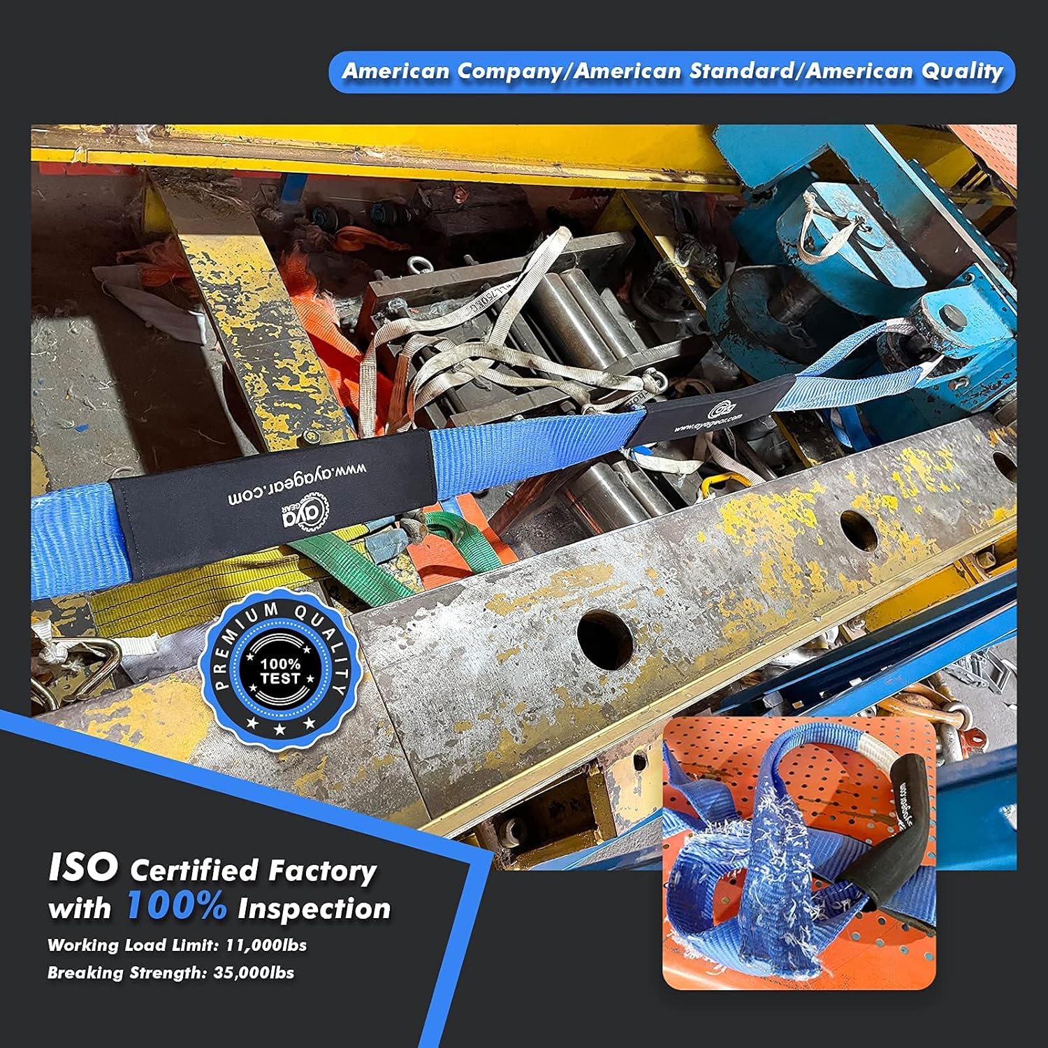 Off Road Recovery Gold Kit | 3" x30' (35,000 lbs) 100% Nylon Tow Strap + 2" Shackle Hitch Receiver + 3/4 Shackles (2pcs) with Isolator +Storage Bag| Recovery Gear Combos 4x4 Winch Accessory