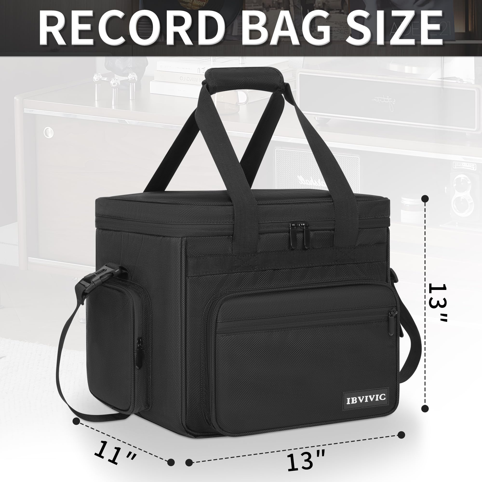 OUUTMEE Bolsa de transporte para discos de vinilo, estuche de almacenamiento para discos de vinilo para álbumes LP de 7/10/12 pulgadas, estuche LP con separadores extraíbles para viajes y organización