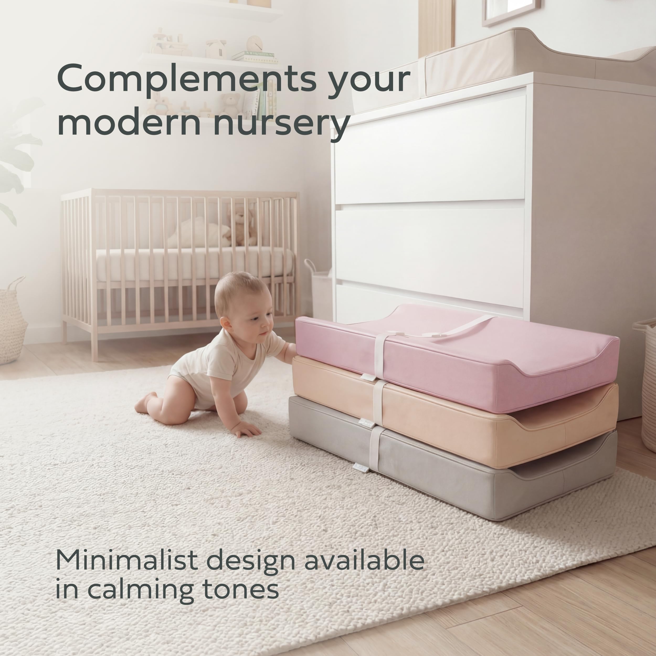 Kopi Baby Wickelunterlage – Die originale, wasserdichte, leicht zu reinigende, tragbare Wickelunterlage aus veganem Leder, für Neugeborene und Babys, Milchfarben