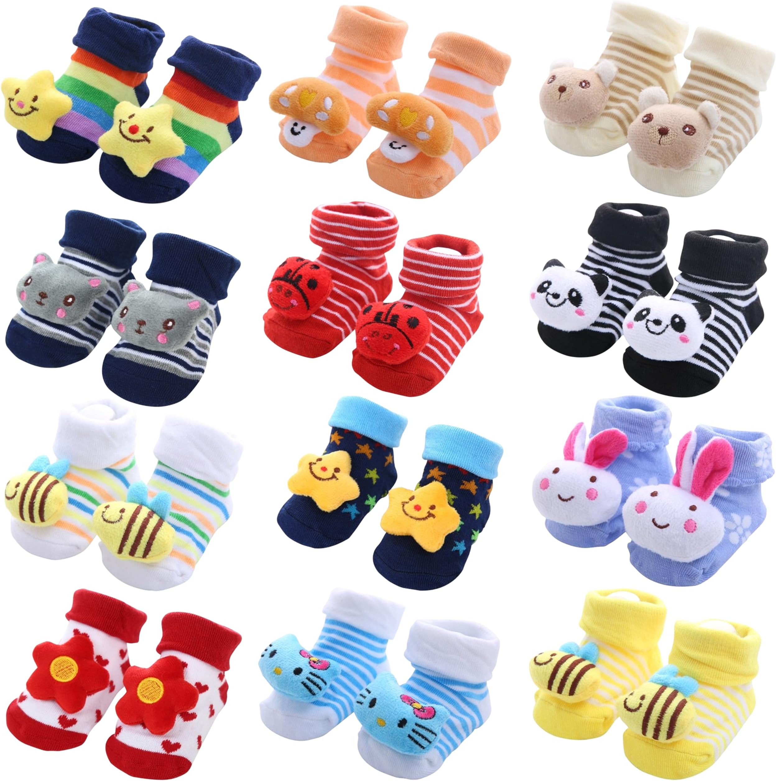 Kidbee Baby Organic Cotton Ankle Length Socks Cartoon (0-12 Months)