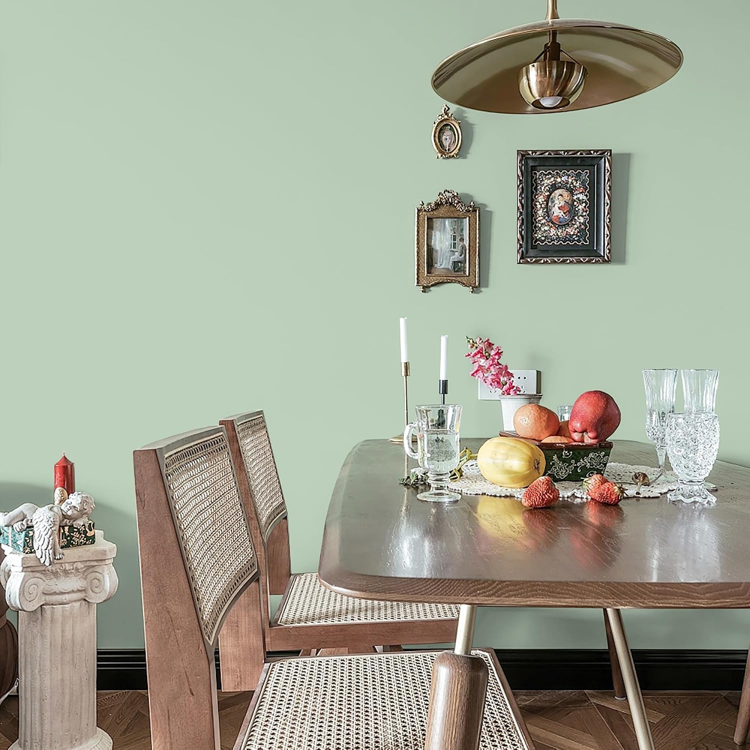 17.7" X 393.7" Light Green Peel and Stick Wallpaper Green Contact Paper Waterproof Self Adhesive Removable Green Wall Paper Textured Wallpaper Decorative for Wall Covering Countertop Table Vinyl Film