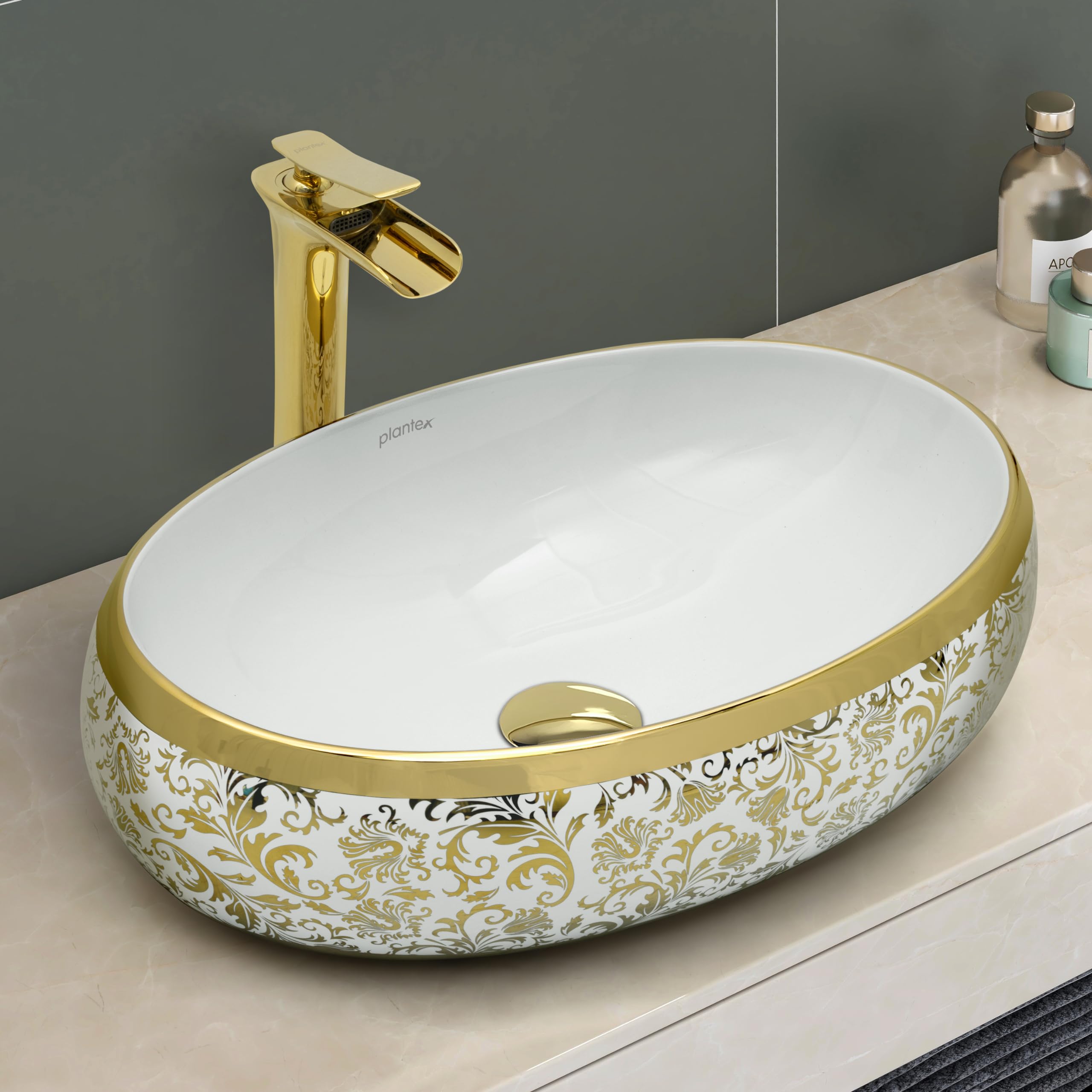 Plantex Tabletop Wash Basin For Bathroom/Designer Ceramic Basin/Countertop Vessel Sink Basin - Indo-European Collection (EQTT-024) (B0CS9QLH5R) Amazon Price History, Amazon Price Tracker